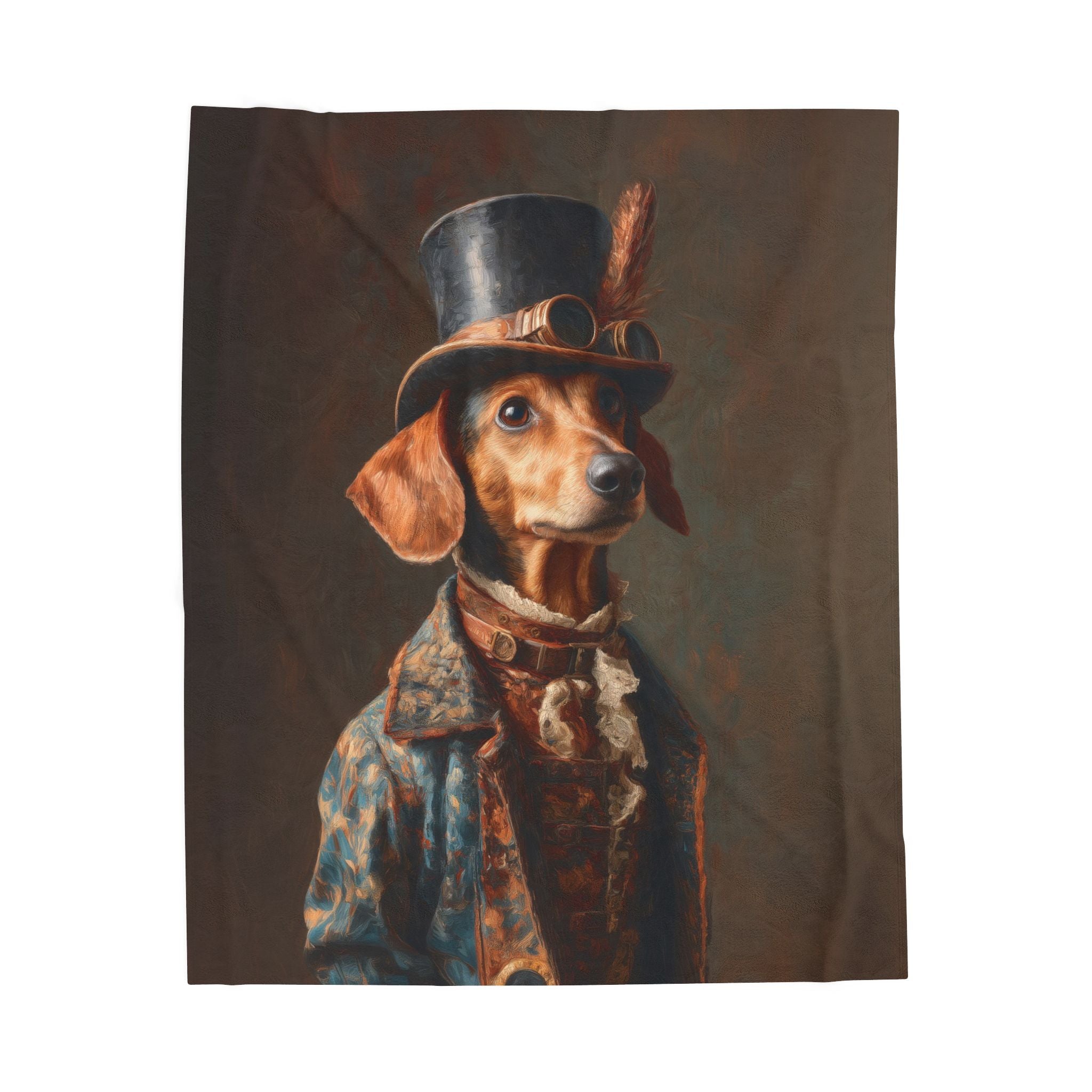 Steampunk Dachshund Plush Blanket