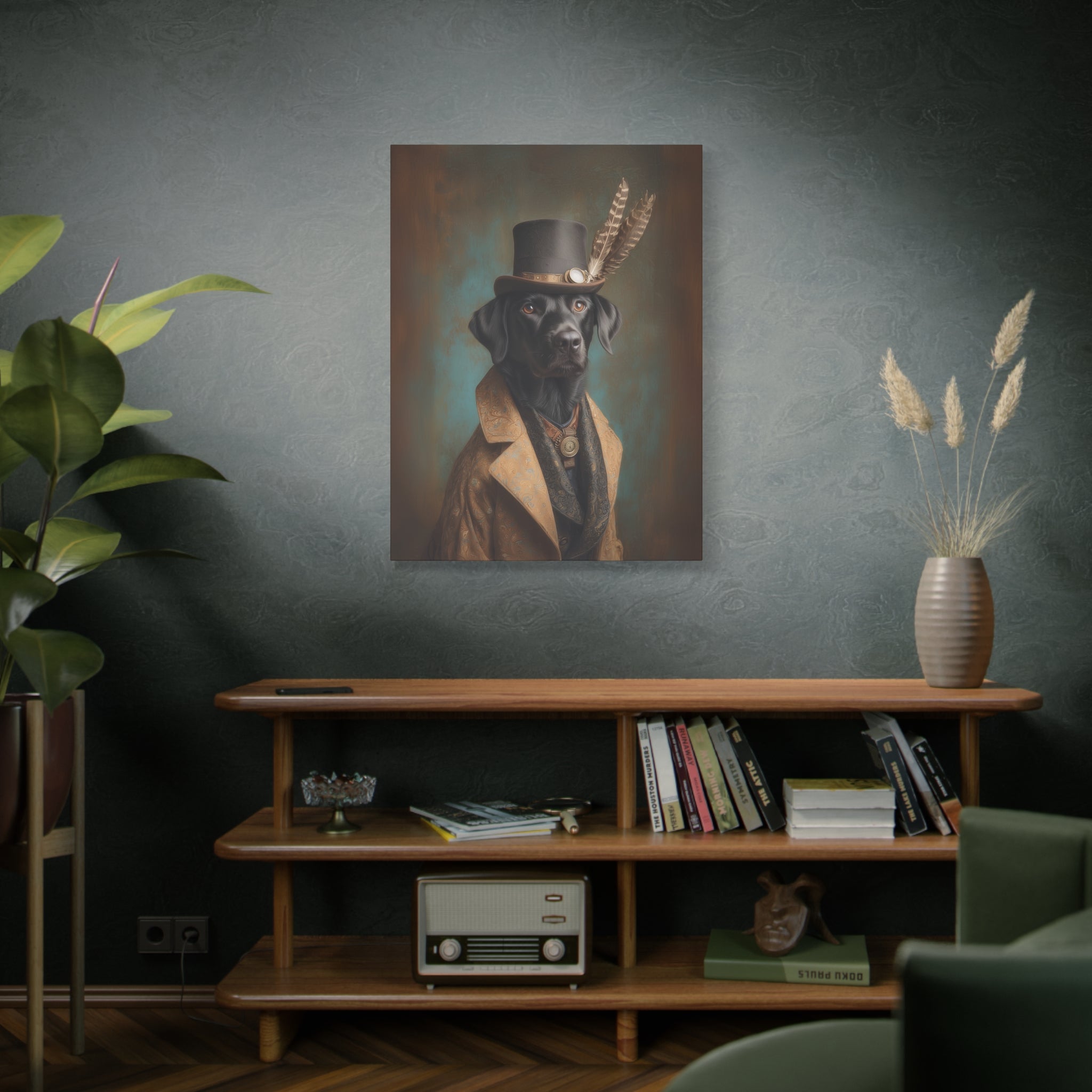 Steampunk Labrador Retriever (Black) Canvas Art
