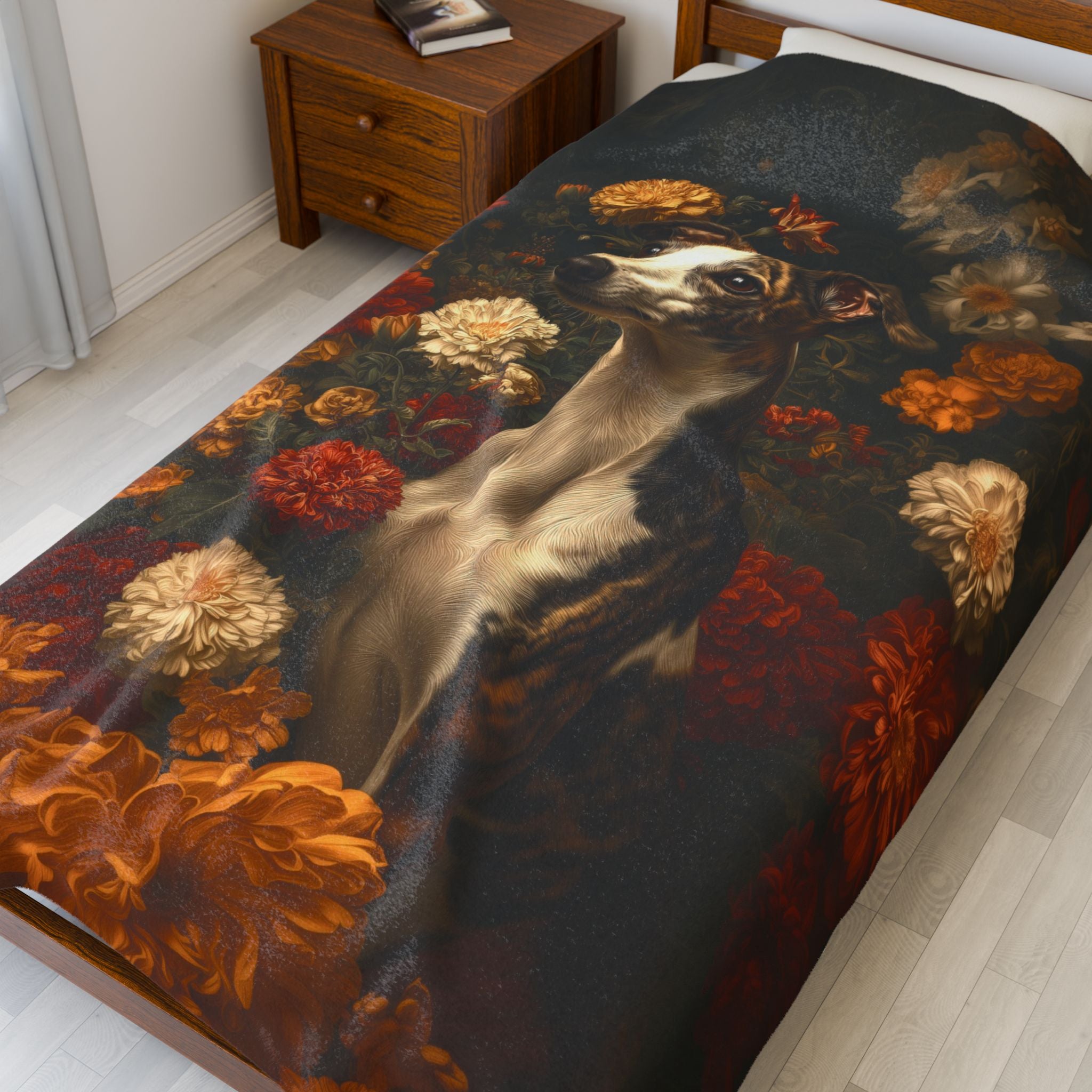 Botanical Whippet Plush Blanket