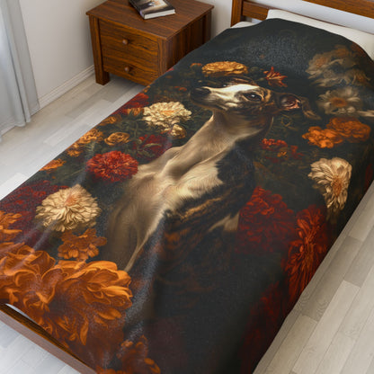 Botanical Whippet Plush Blanket