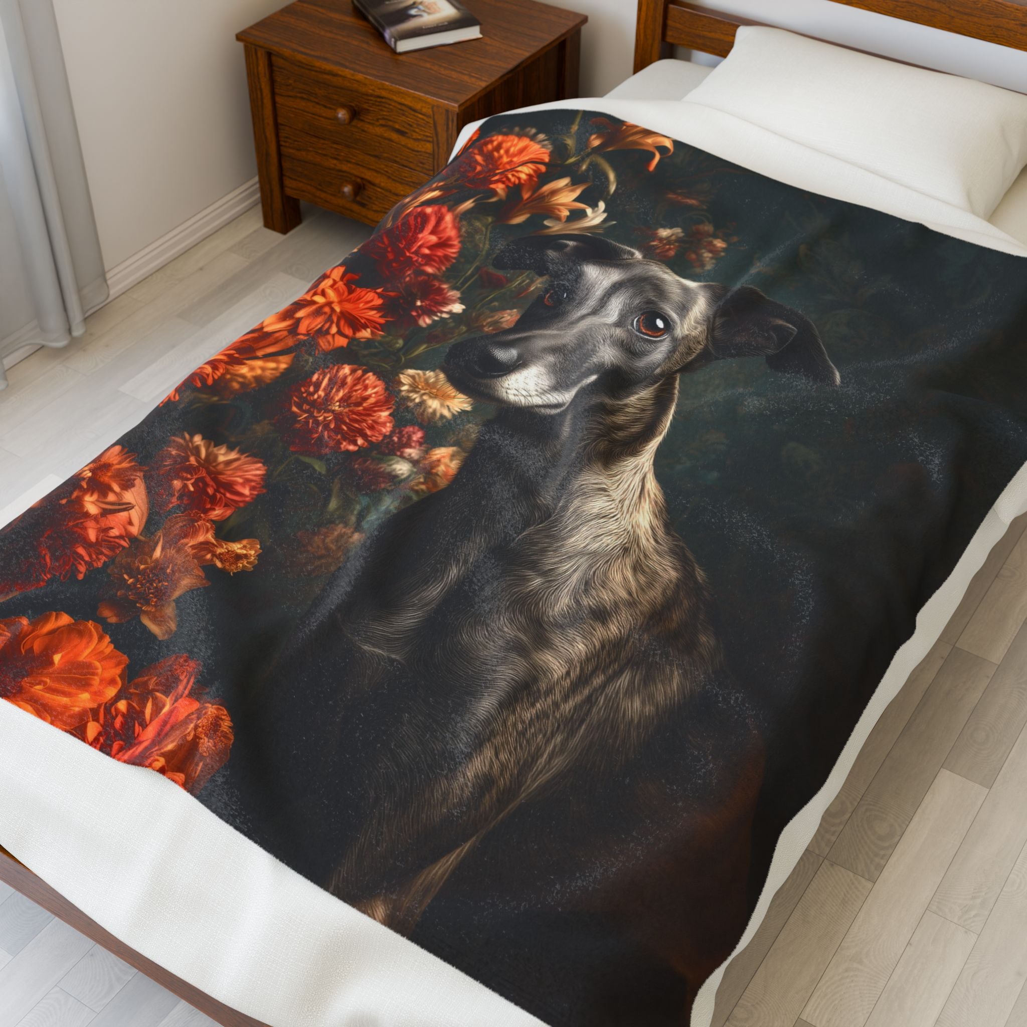 Botanical Greyhound Plush Blanket