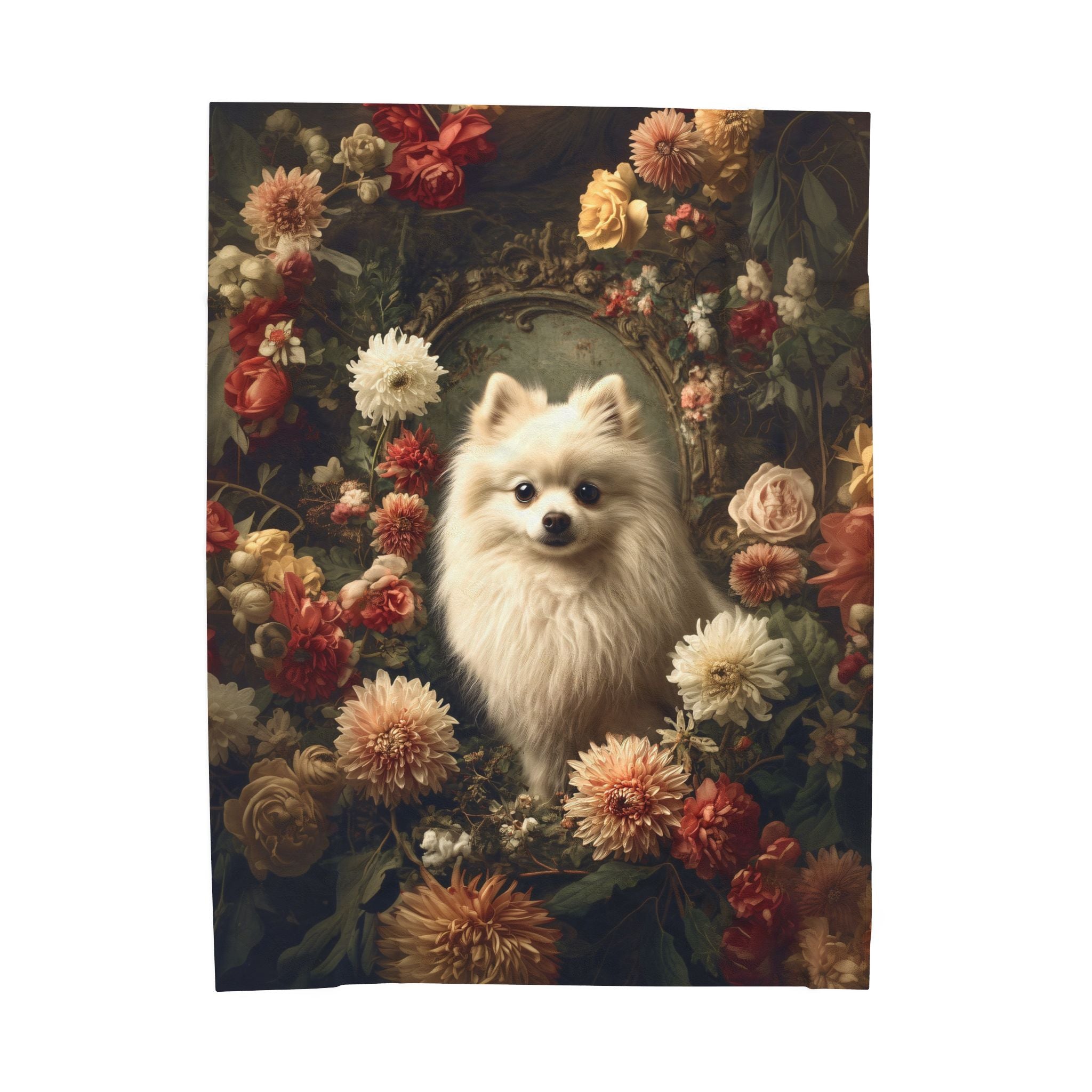 Botanical Pomeranian Plush Blanket