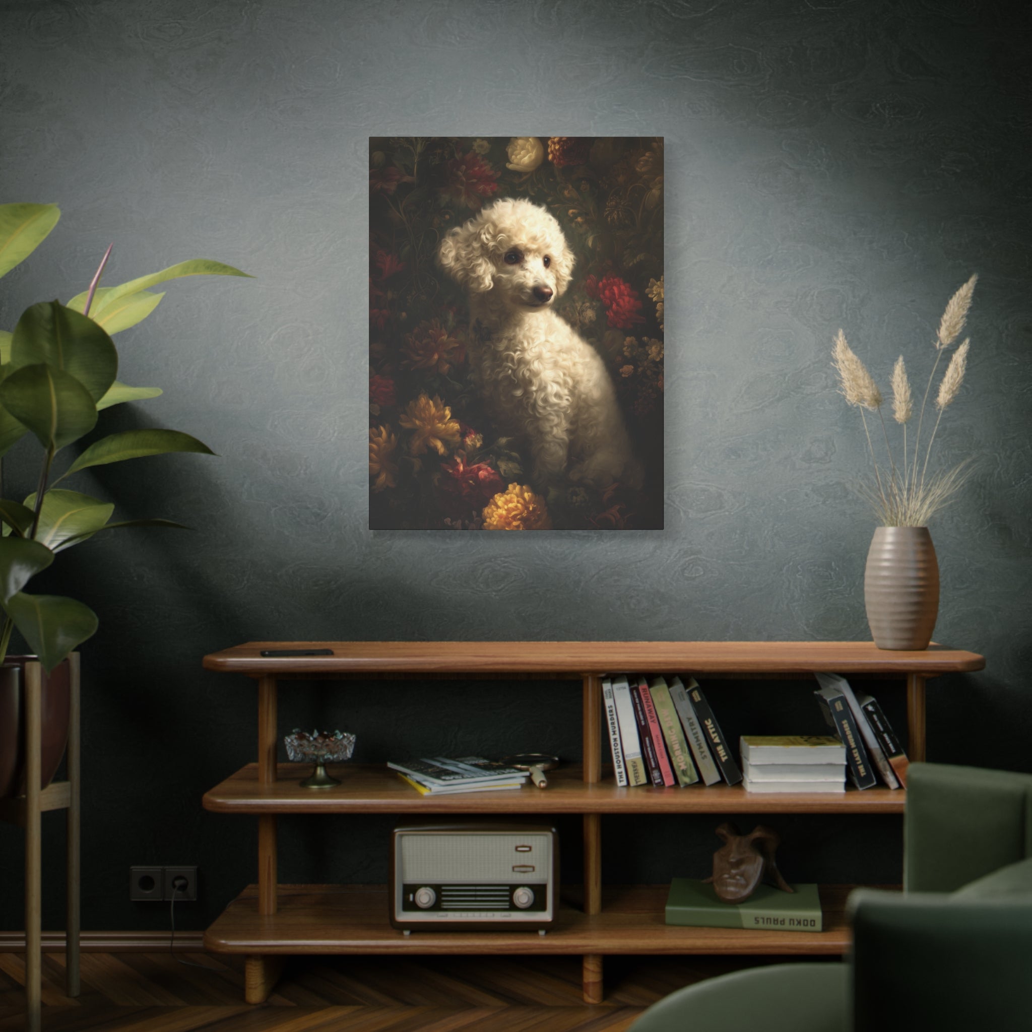 Botanical Poodle Canvas Art