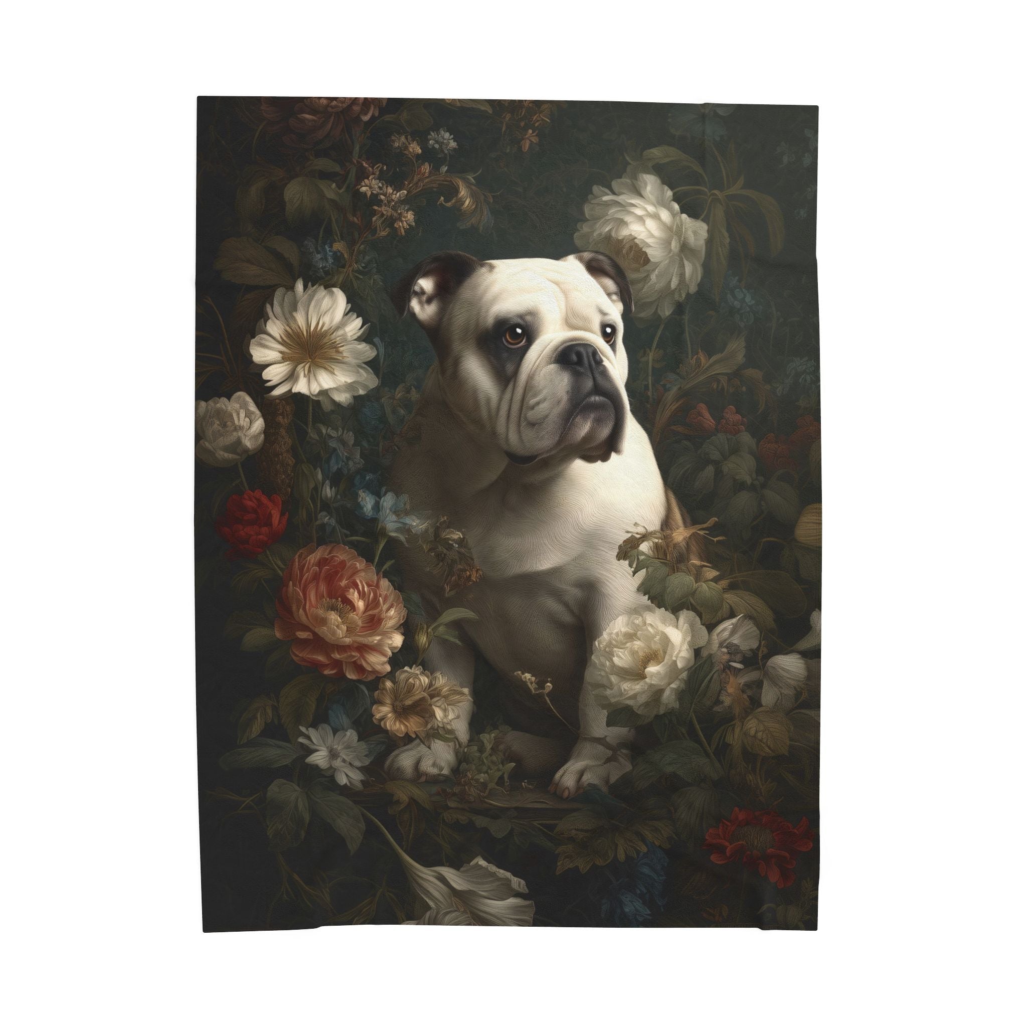 Botanical Bulldog Plush Blanket