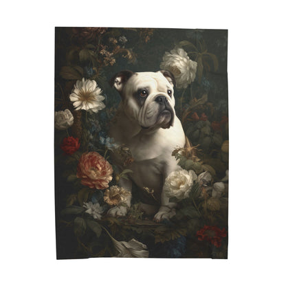 Botanical Bulldog Plush Blanket