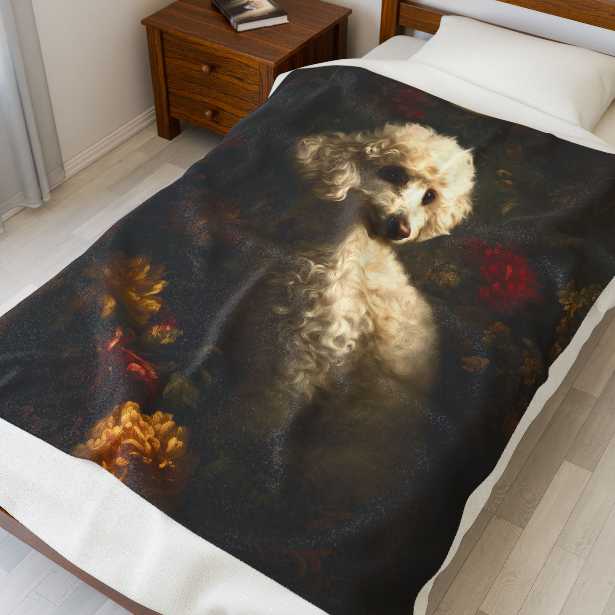 Botanical Poodle Plush Blanket