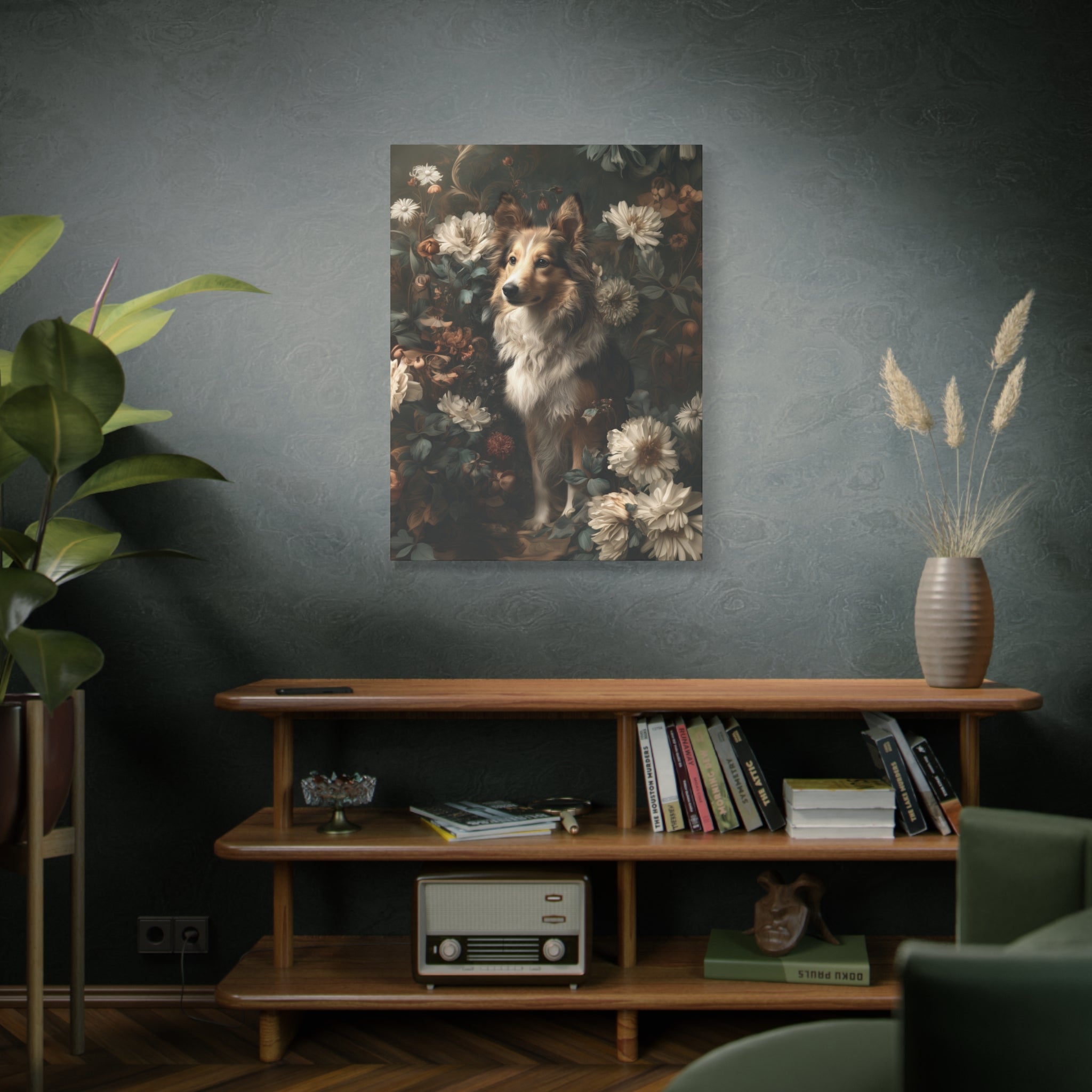 Botanical Shetland Sheepdog Canvas Art
