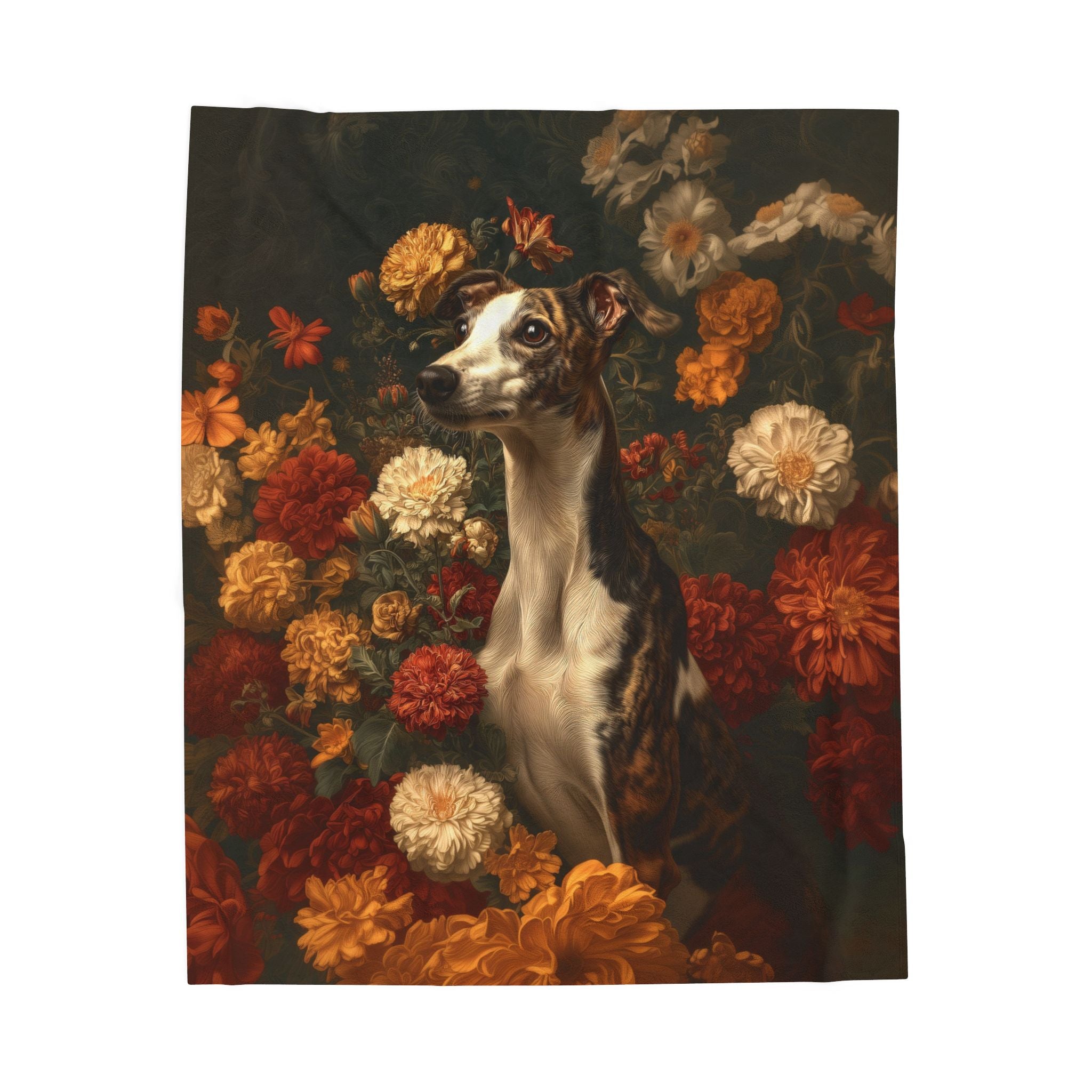 Botanical Whippet Plush Blanket