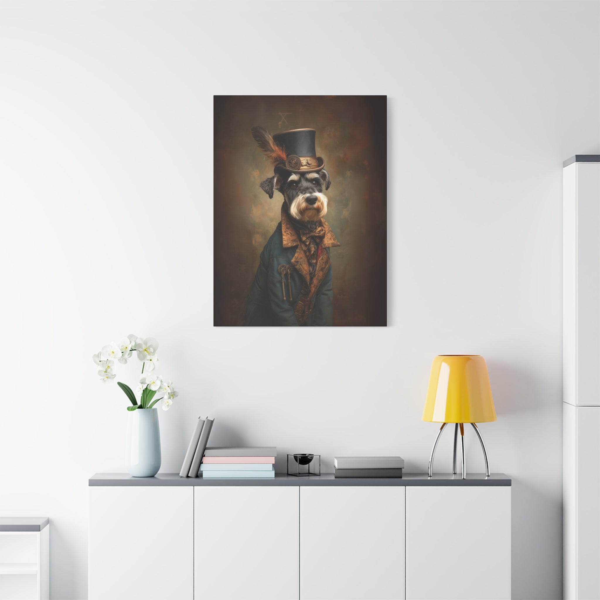Steampunk Miniature Schnauzer Canvas Art