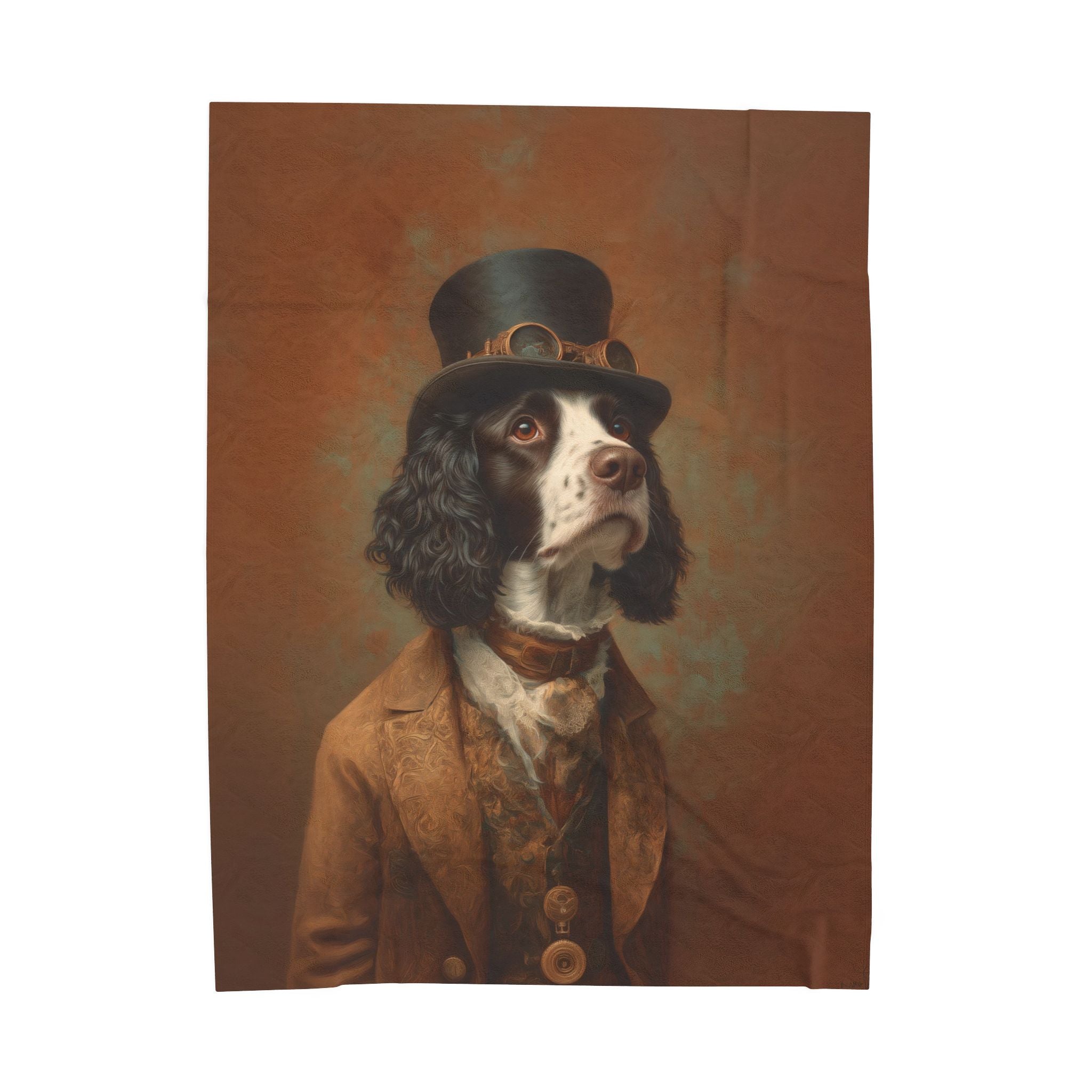 Steampunk English Springer Spaniel Plush Blanket