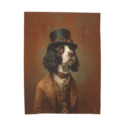 Steampunk English Springer Spaniel Plush Blanket