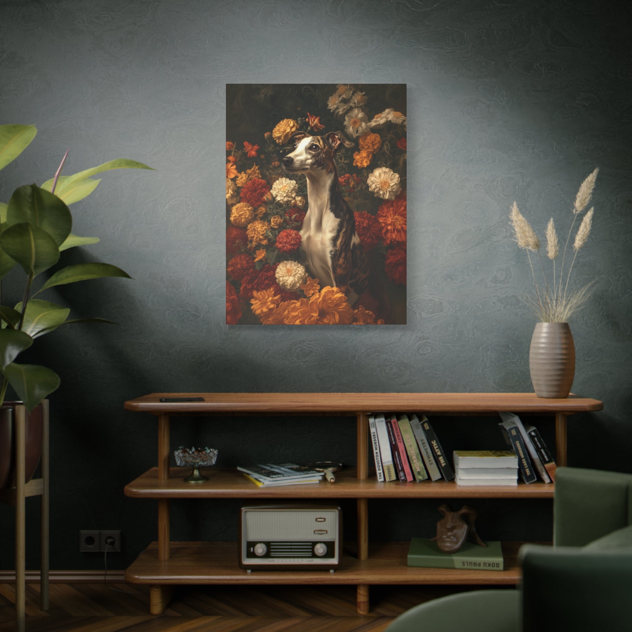 Botanical Whippet Canvas Art