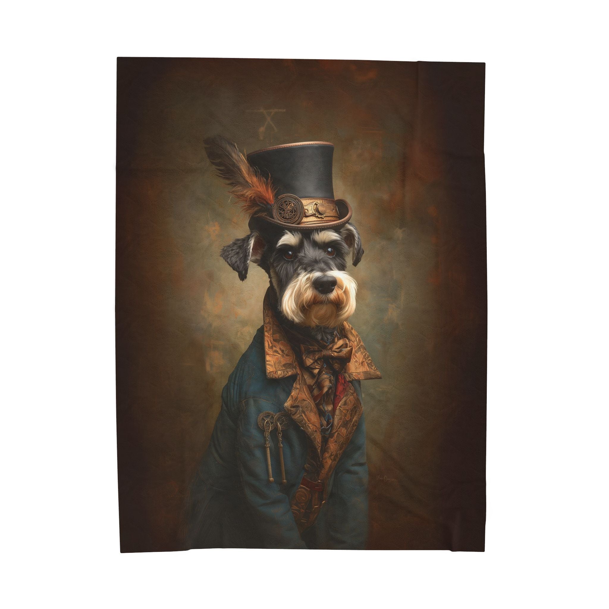 Steampunk Miniature Schnauzer Plush Blanket