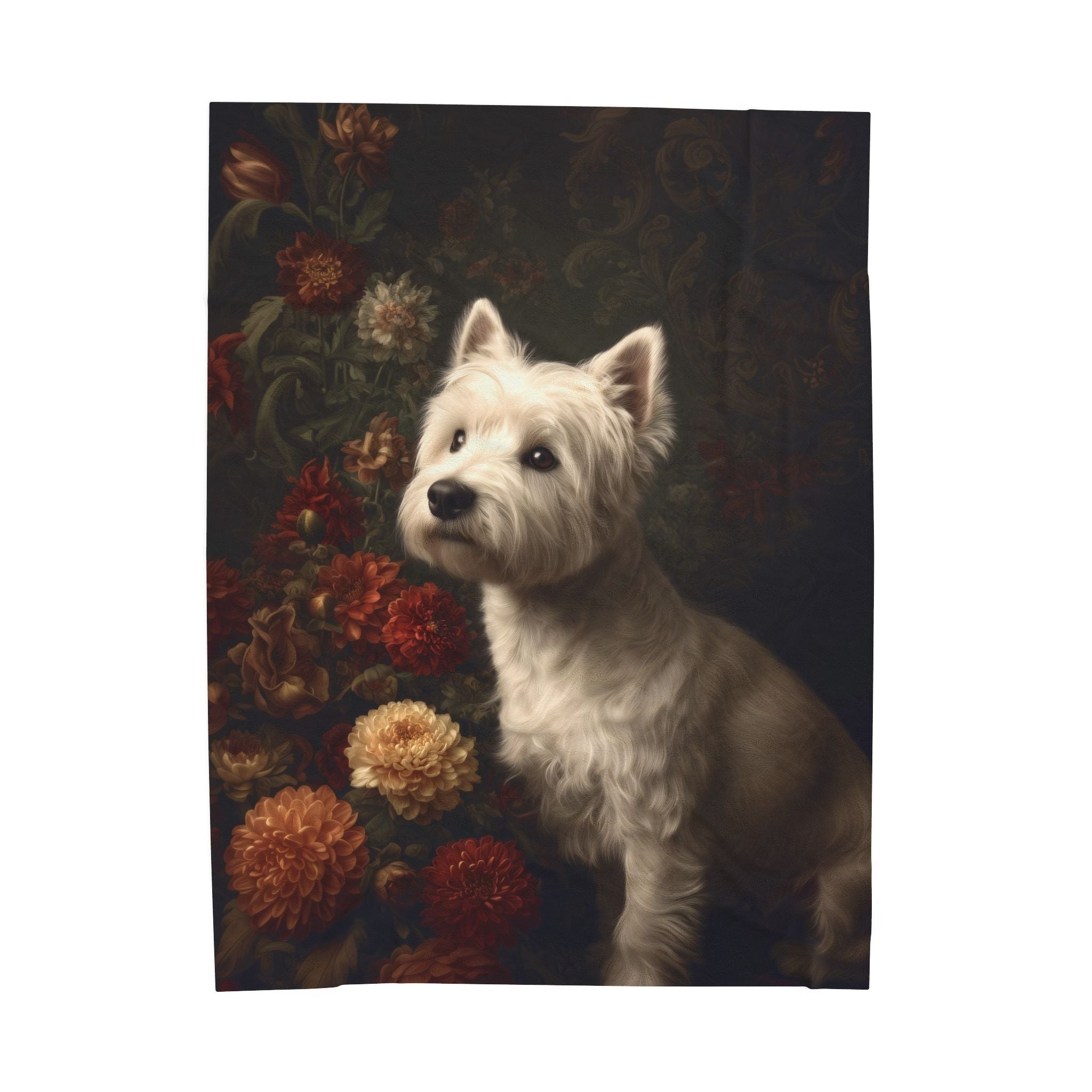 Botanical Westie Plush Blanket