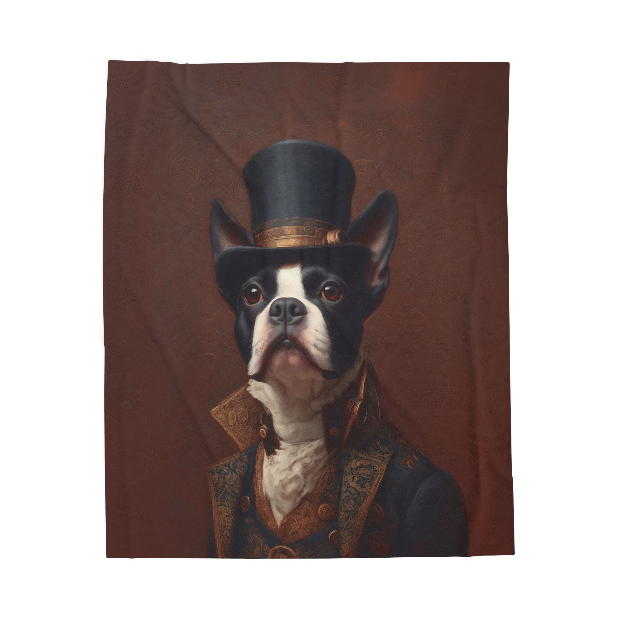 Steampunk Boston Terrier Plush Blanket