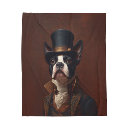 Steampunk Boston Terrier Plush Blanket
