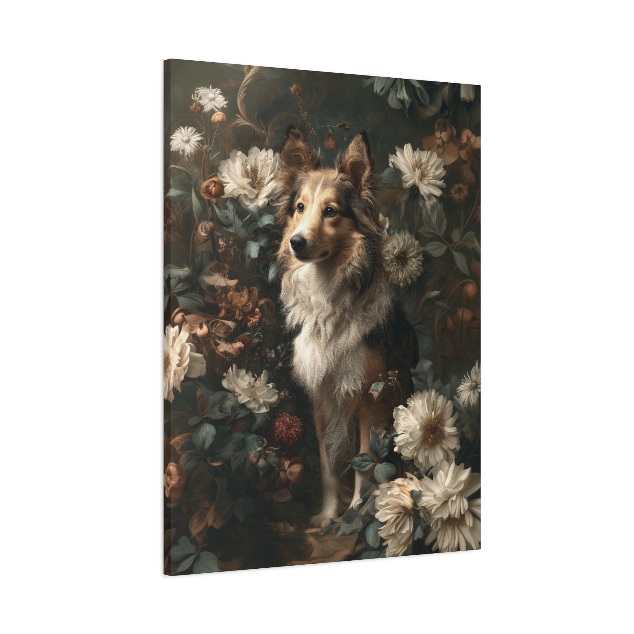 Botanical Shetland Sheepdog Canvas Art
