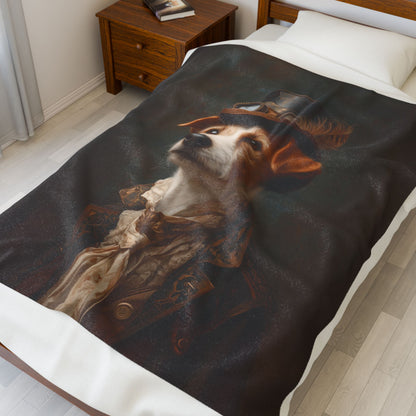 Steampunk Jack Russell Terrier Plush Blanket