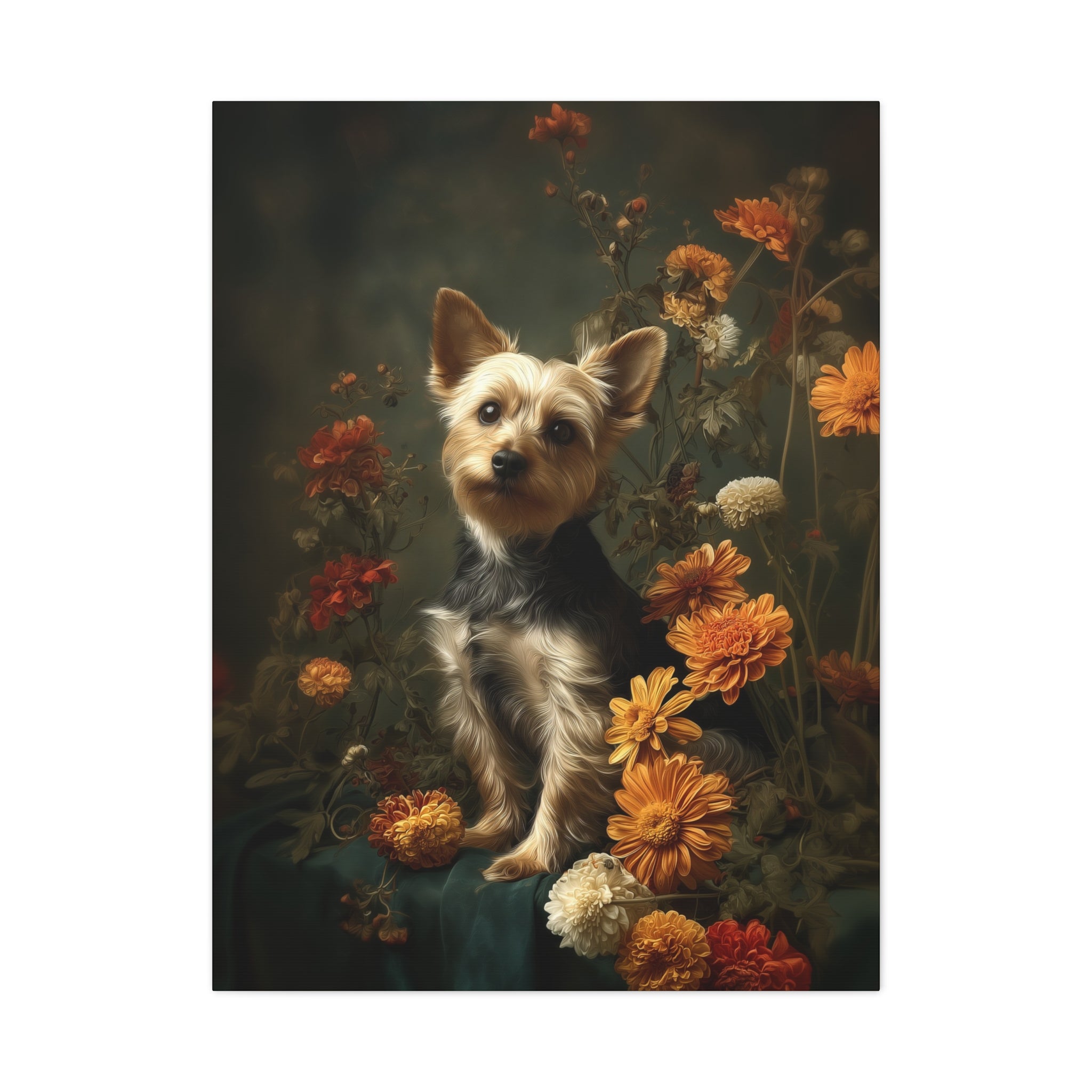 Botanical Yorkshire Terrier Canvas Art