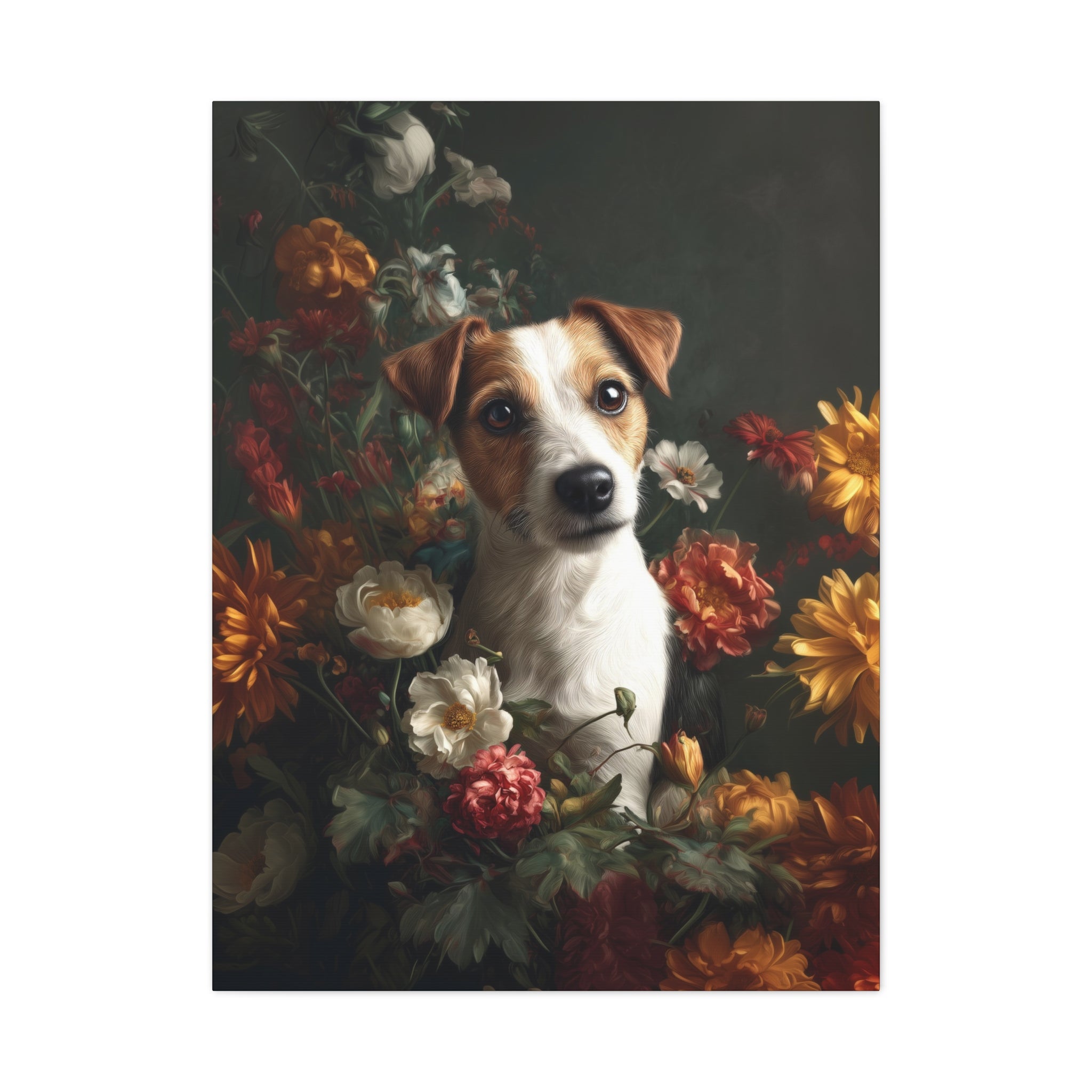 Botanical Jack Russell Terrier Canvas Art