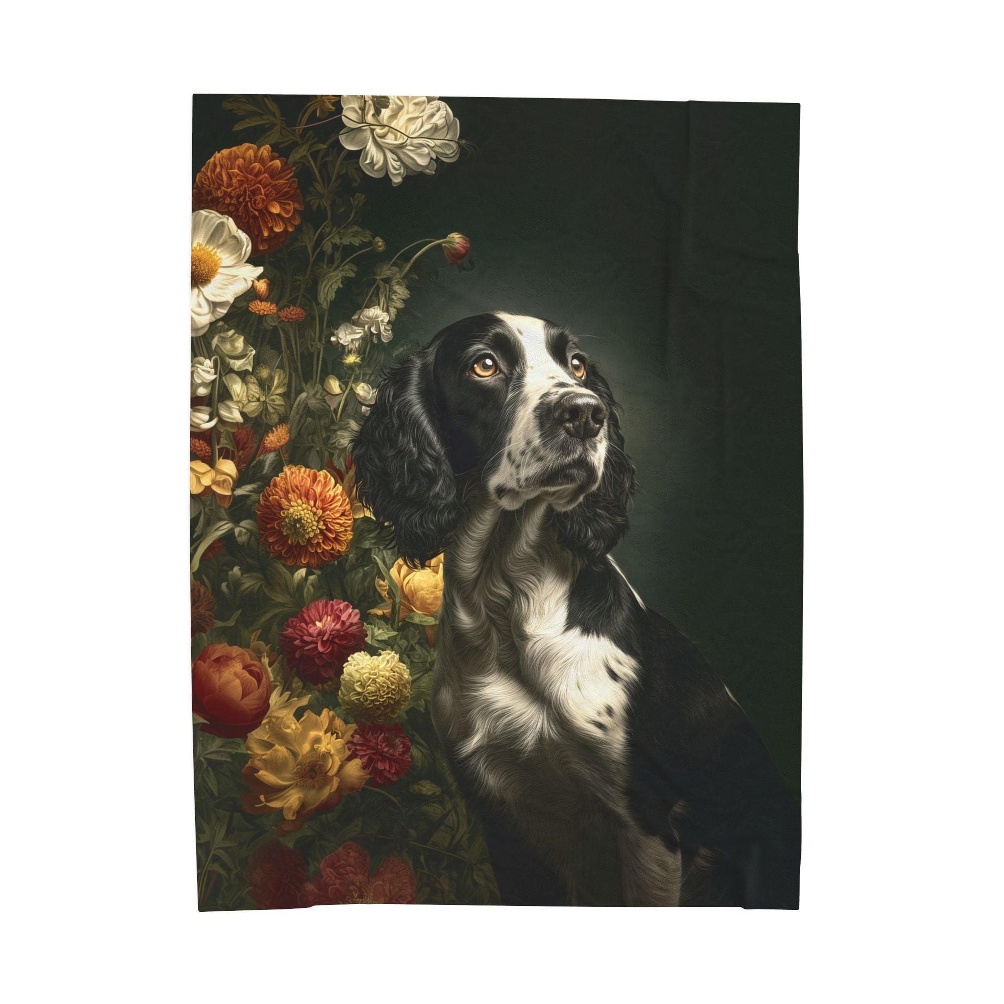 Botanical English Springer Spaniel Plush Blanket