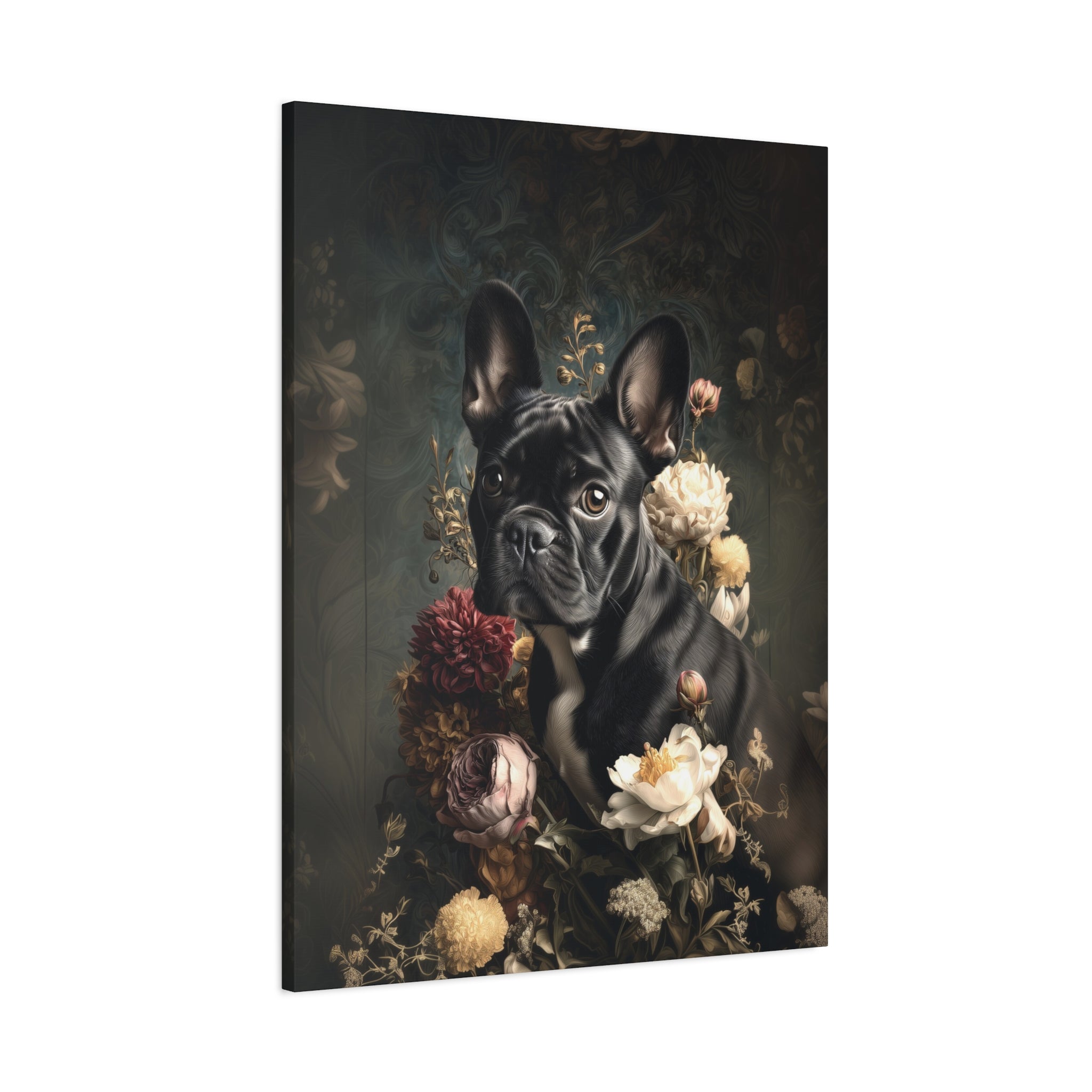 Botanical French Bulldog Canvas Art