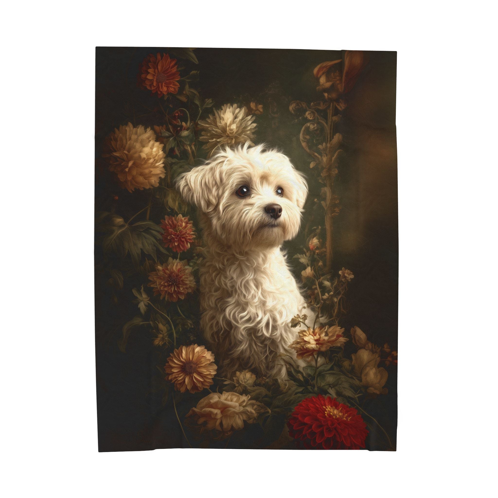 Botanical Maltese Plush Blanket