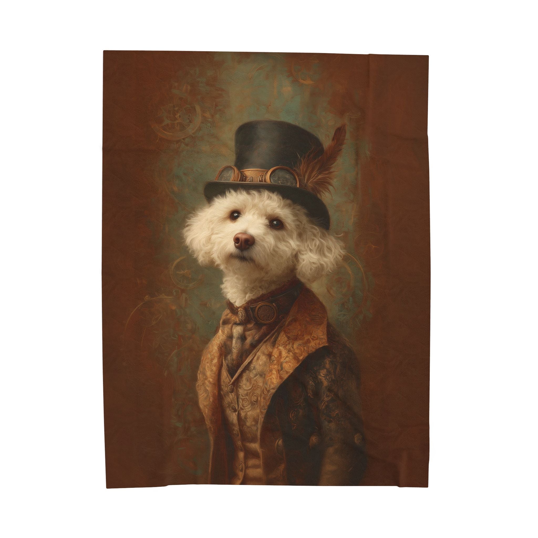 Steampunk Bichon Frise Plush Blanket