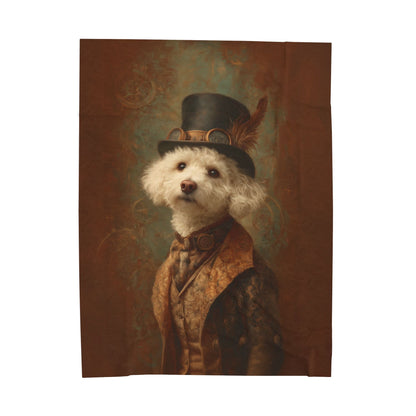 Steampunk Bichon Frise Plush Blanket