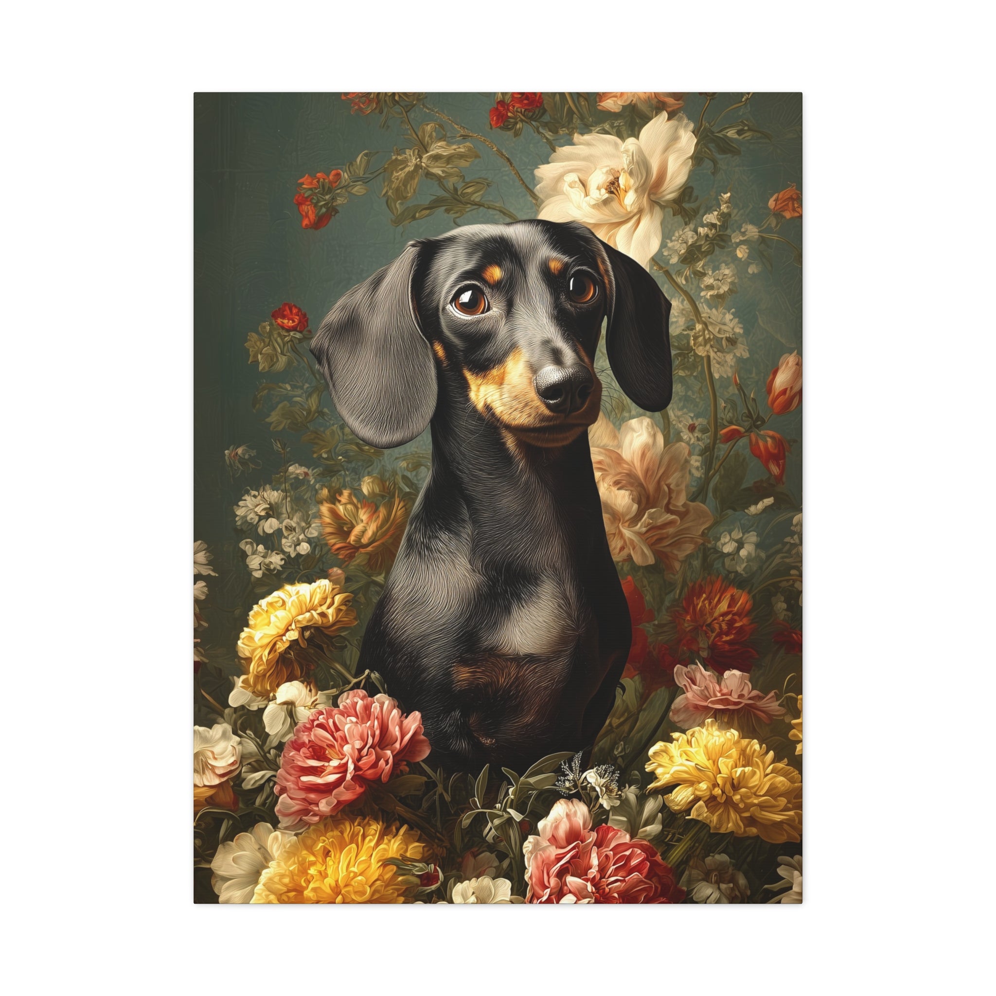Botanical Dachshund Canvas Art