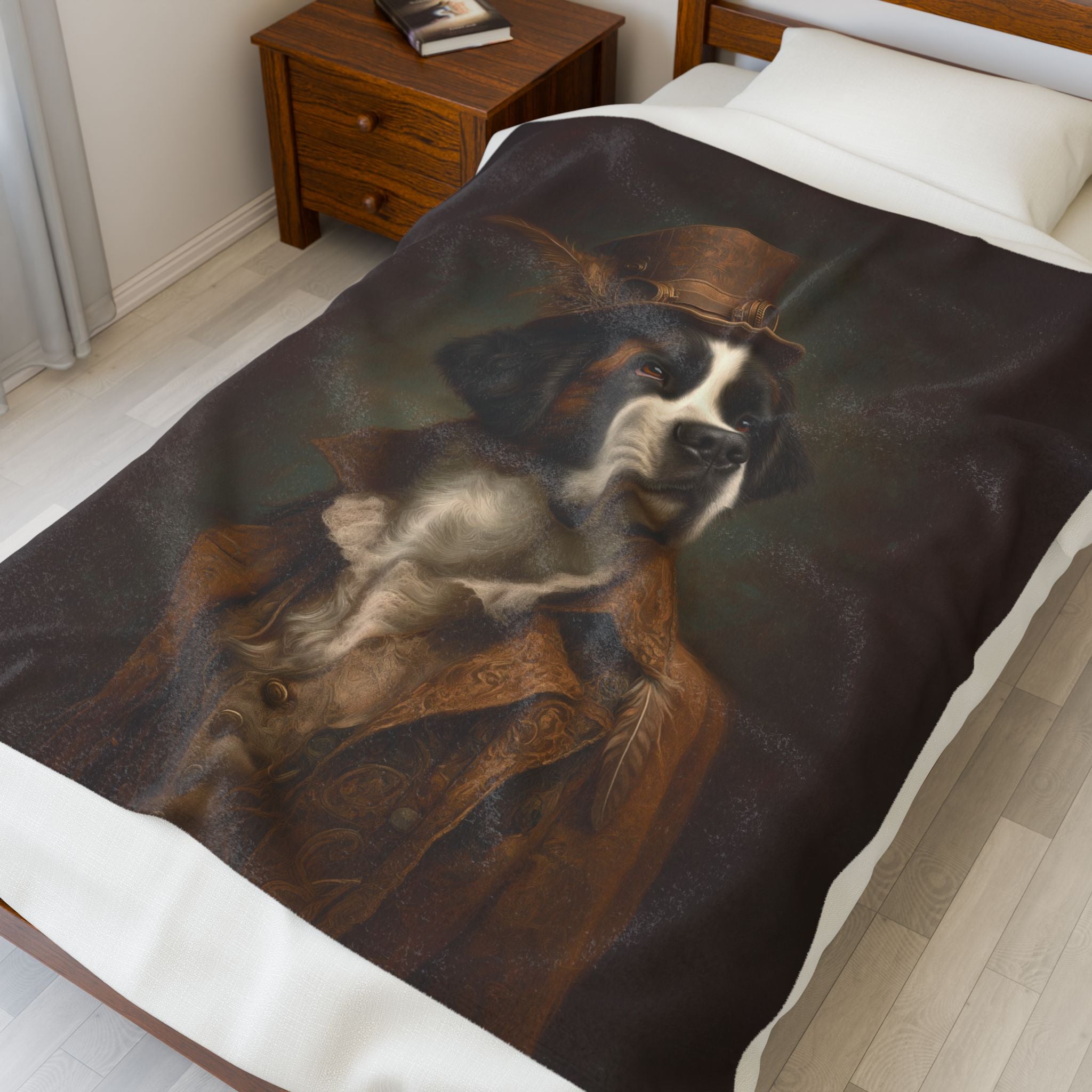 Steampunk Saint Bernard Plush Blanket