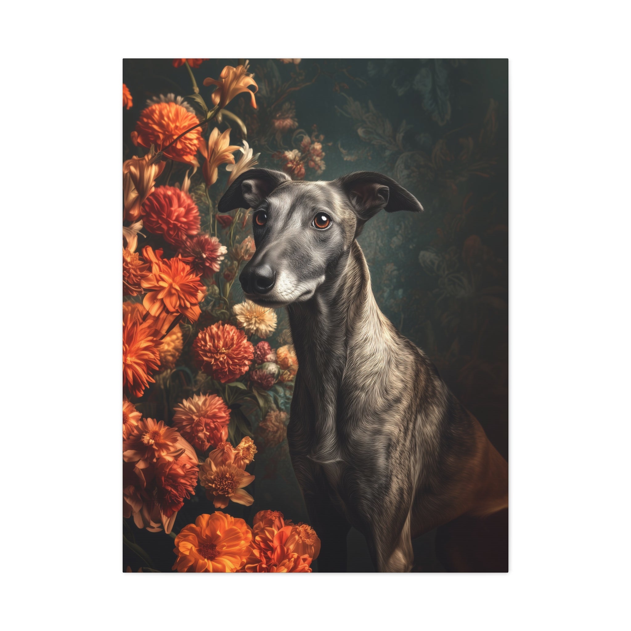 Botanical Greyhound Canvas Art