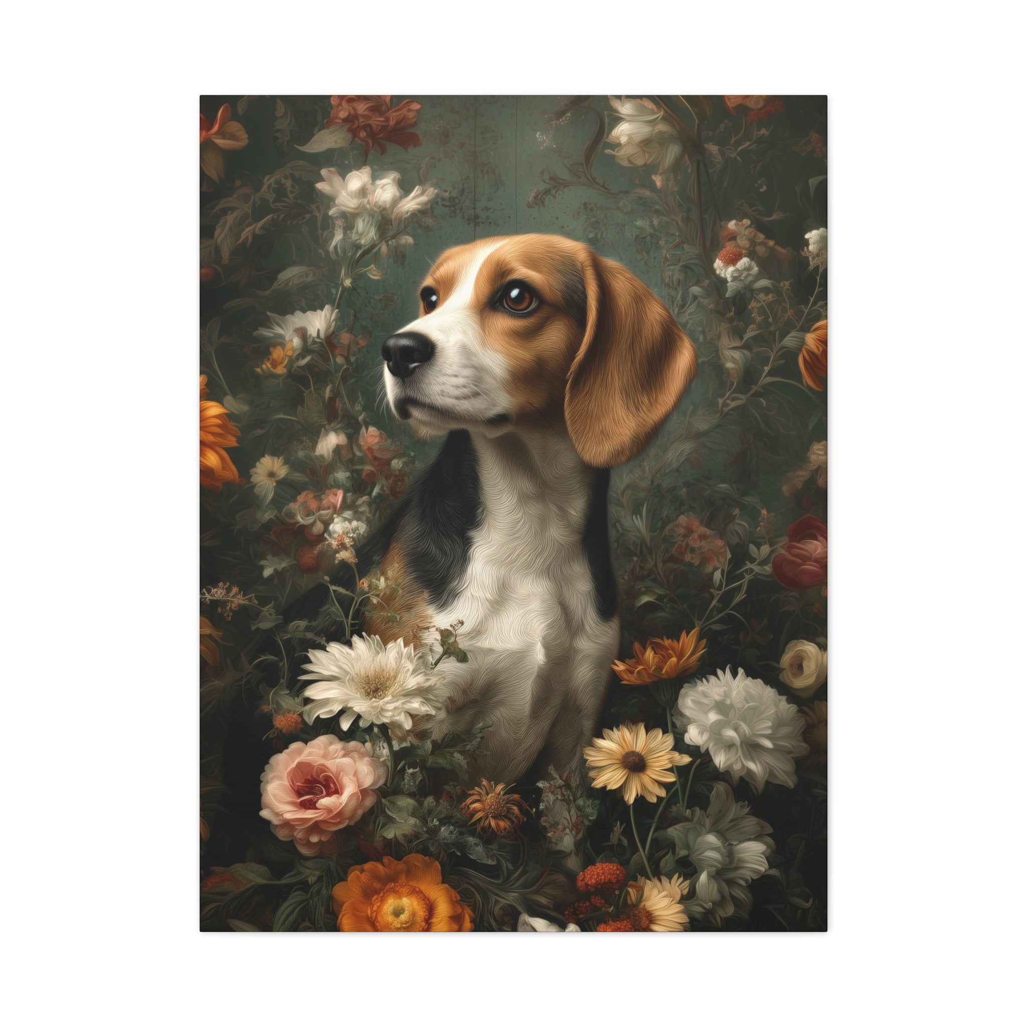 Botanical Beagle Canvas Art