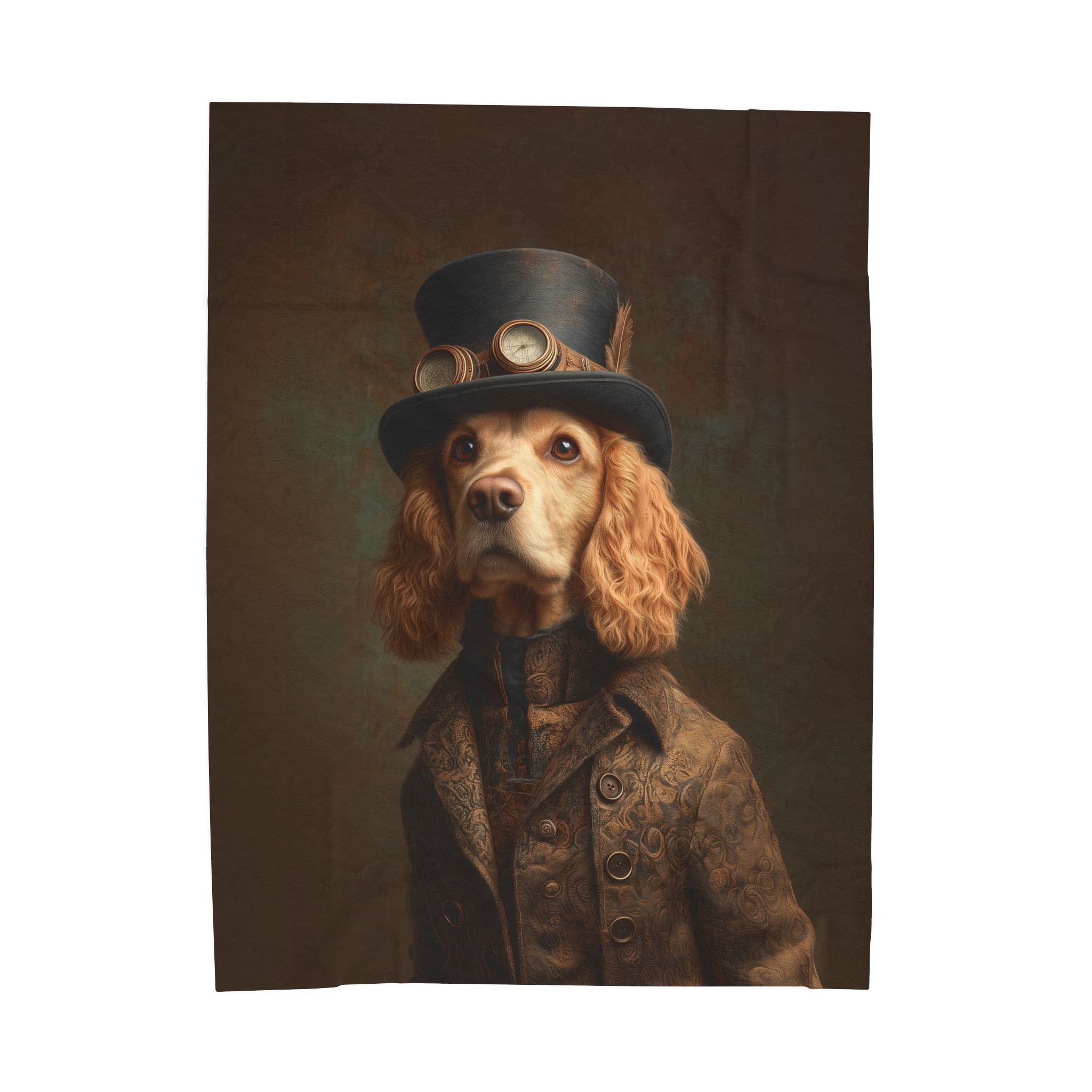 Steampunk Cocker Spaniel Plush Blanket