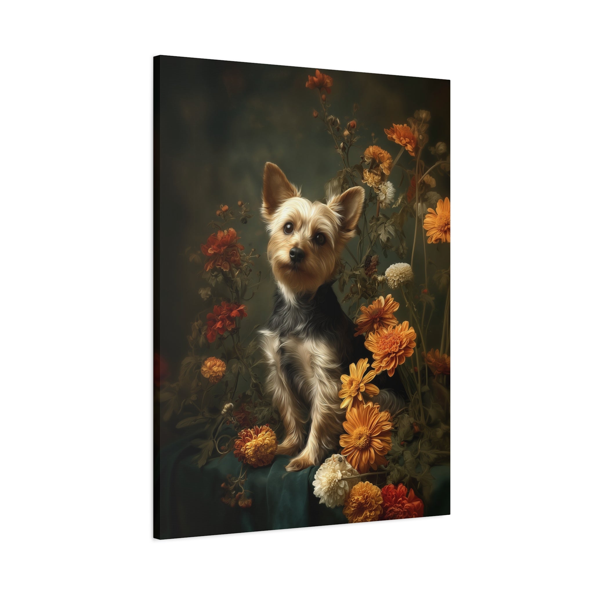 Botanical Yorkshire Terrier Canvas Art