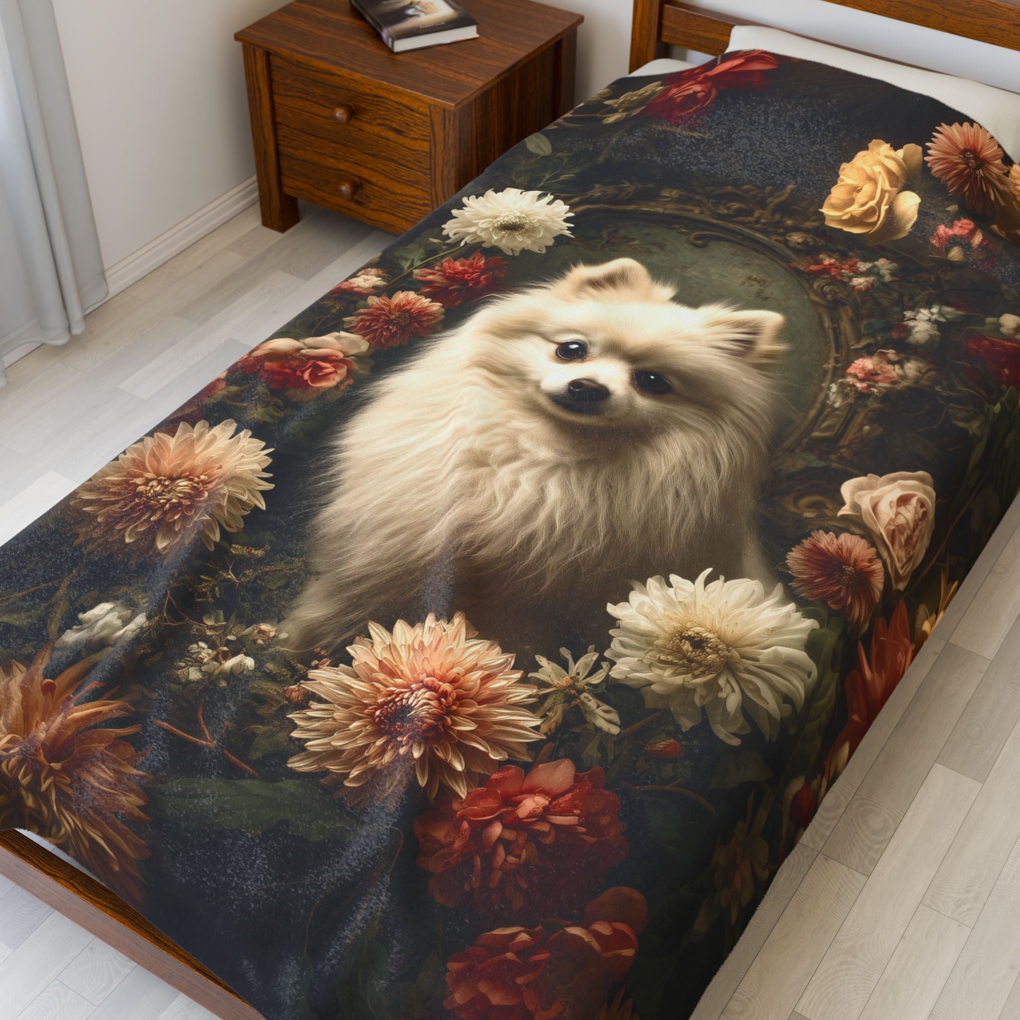 Botanical Pomeranian Plush Blanket