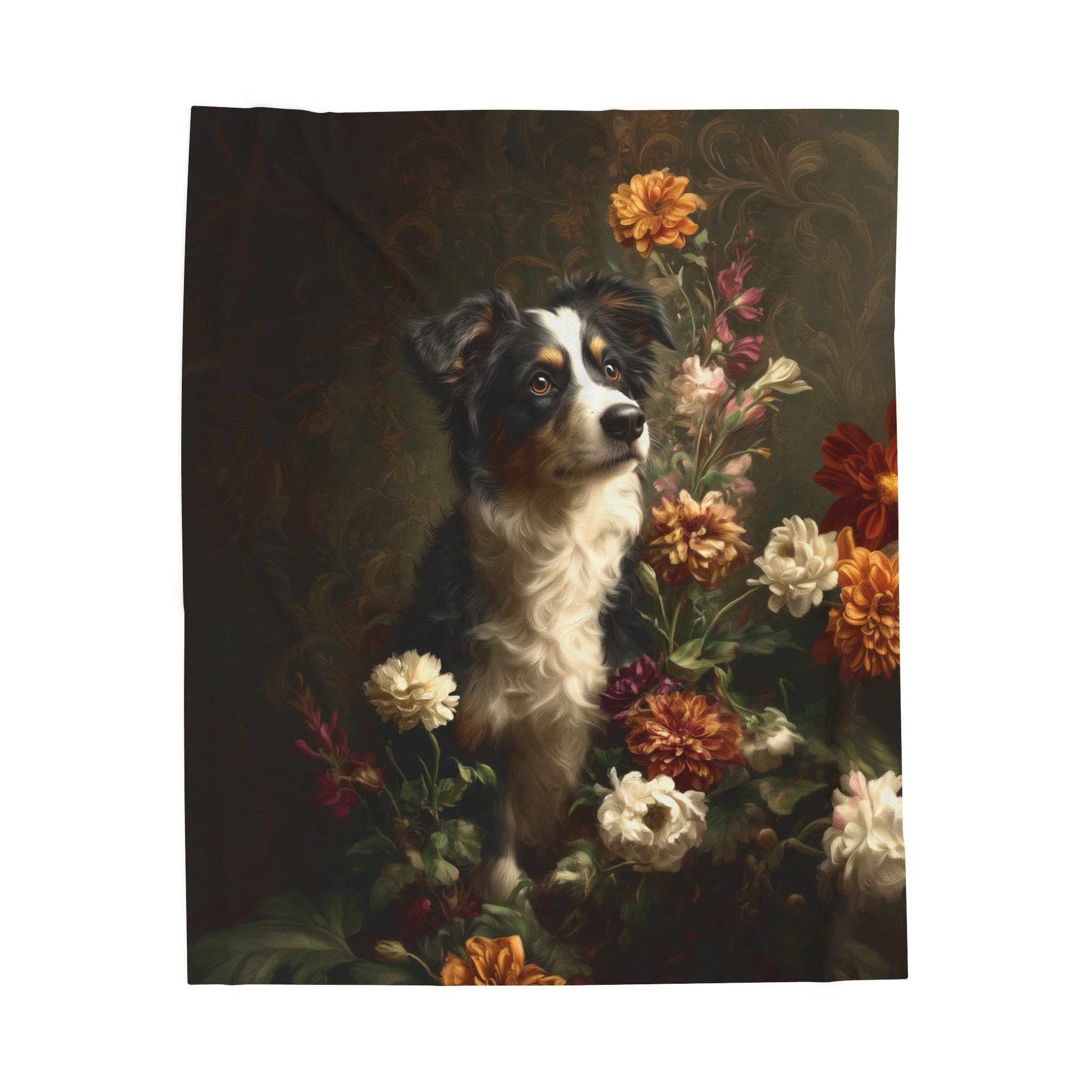 Botanical Australian Shepherd Plush Blanket