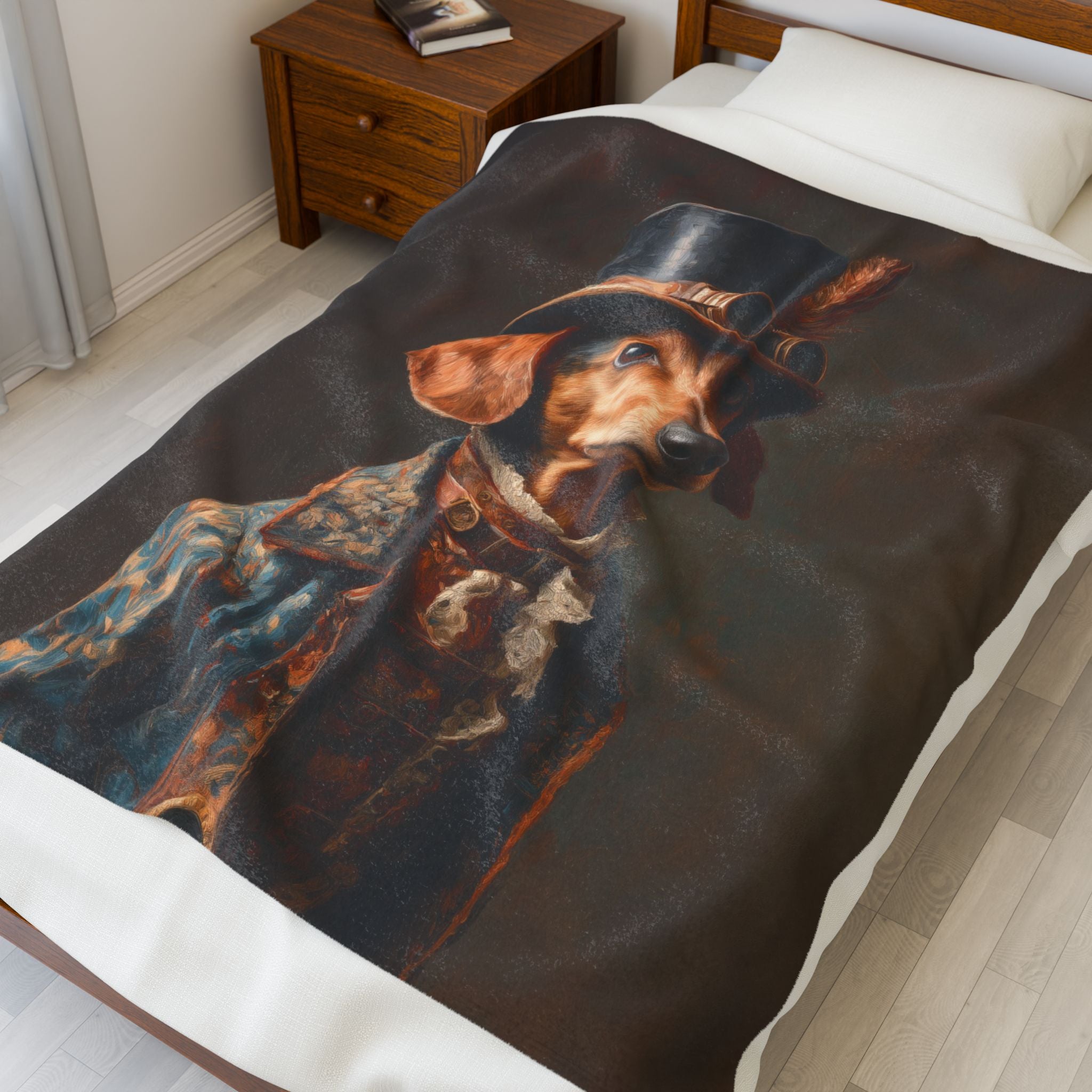Steampunk Dachshund Plush Blanket