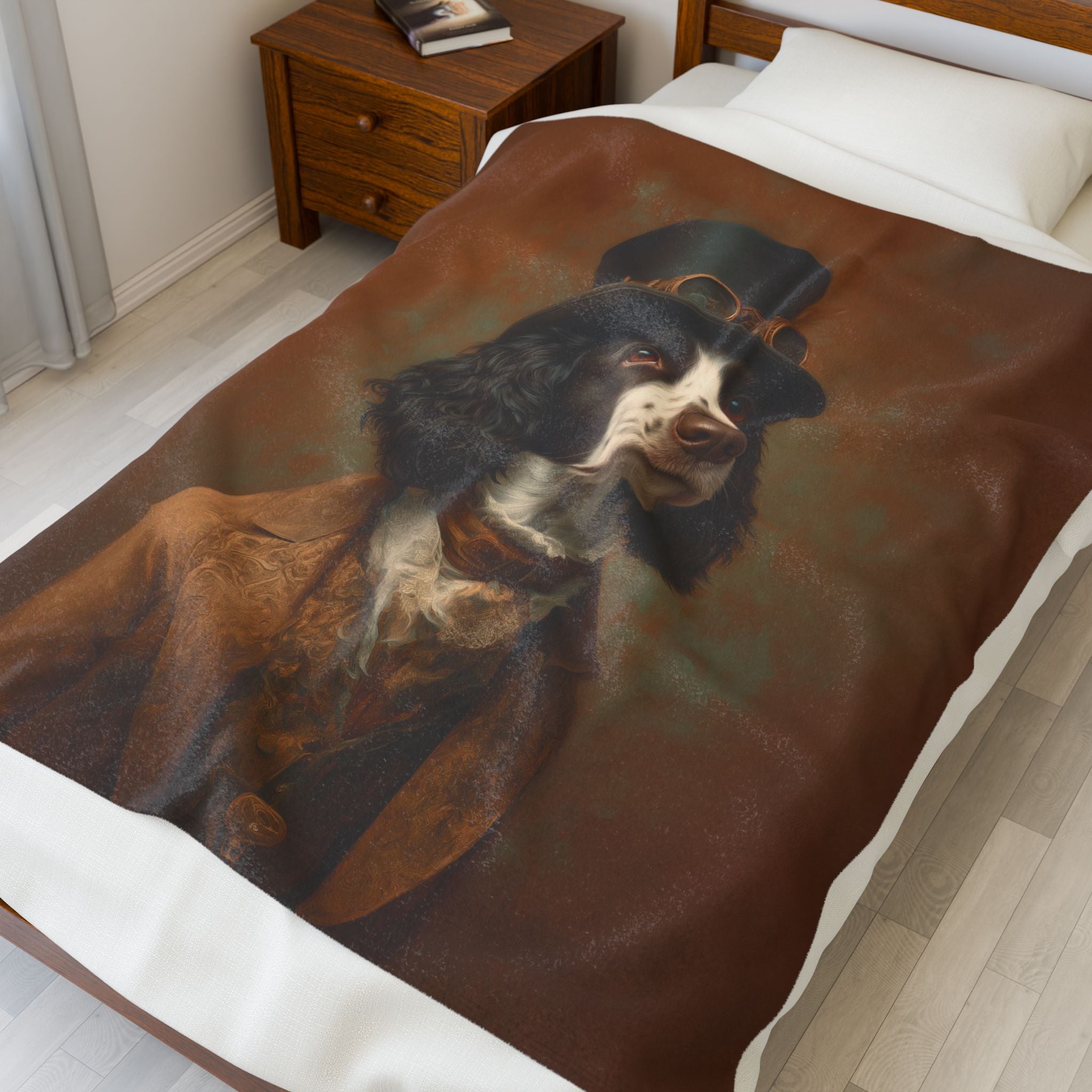 Steampunk English Springer Spaniel Plush Blanket