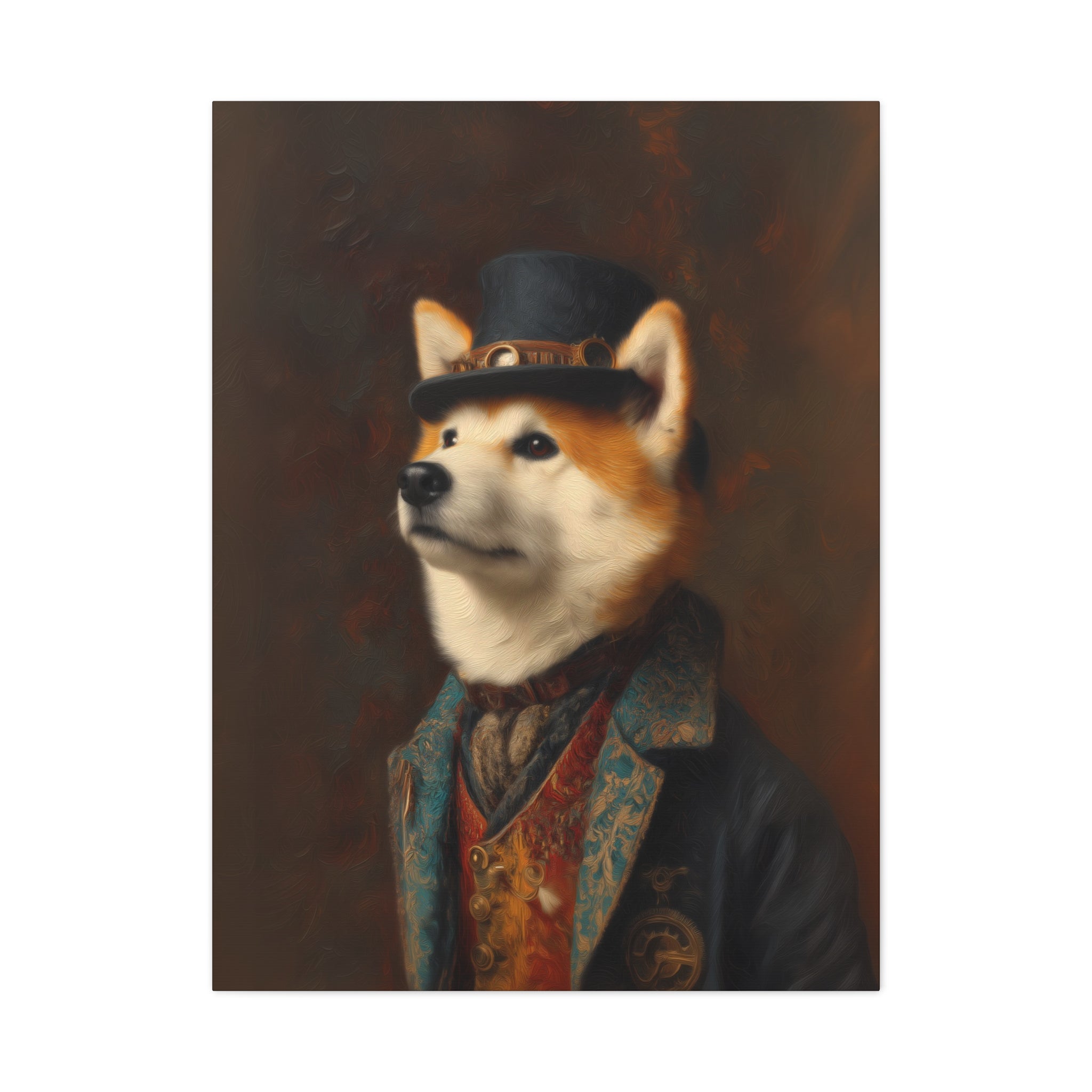 Steampunk Akita Canvas Art