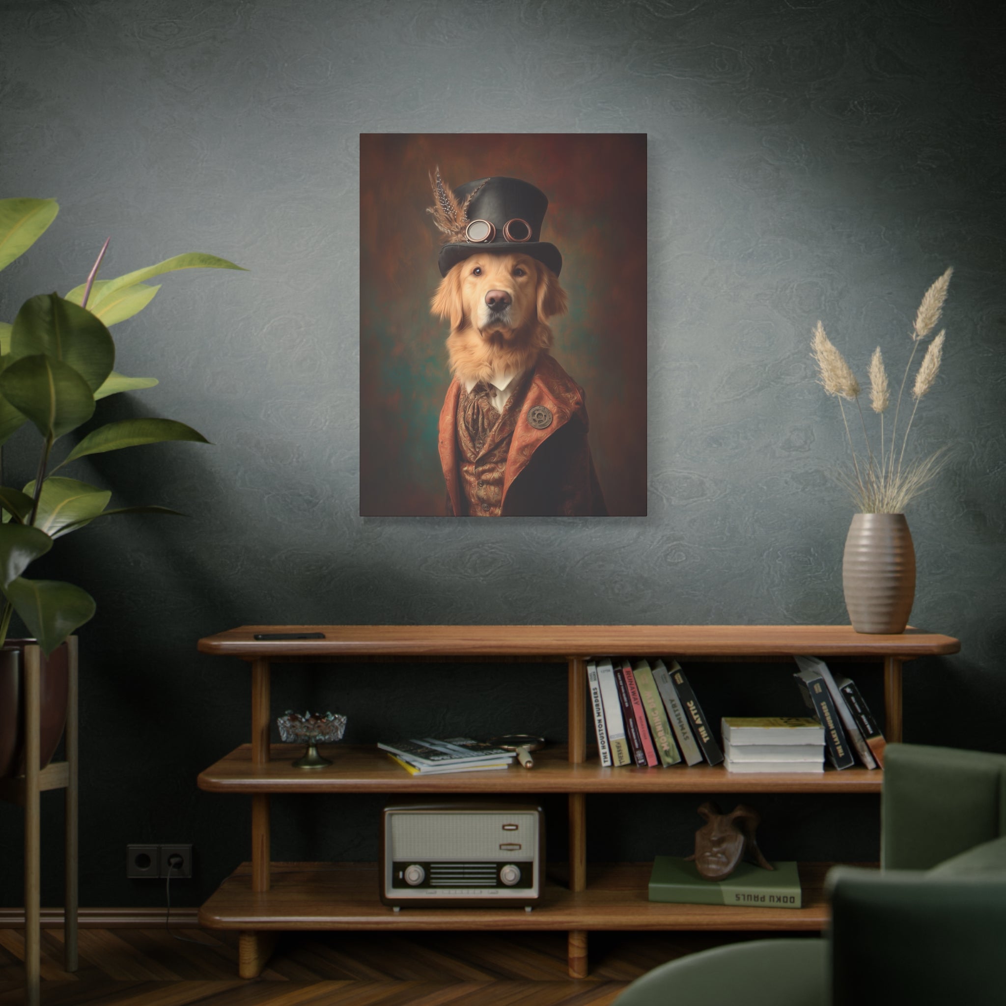 Steampunk Golden Retriever Canvas Art