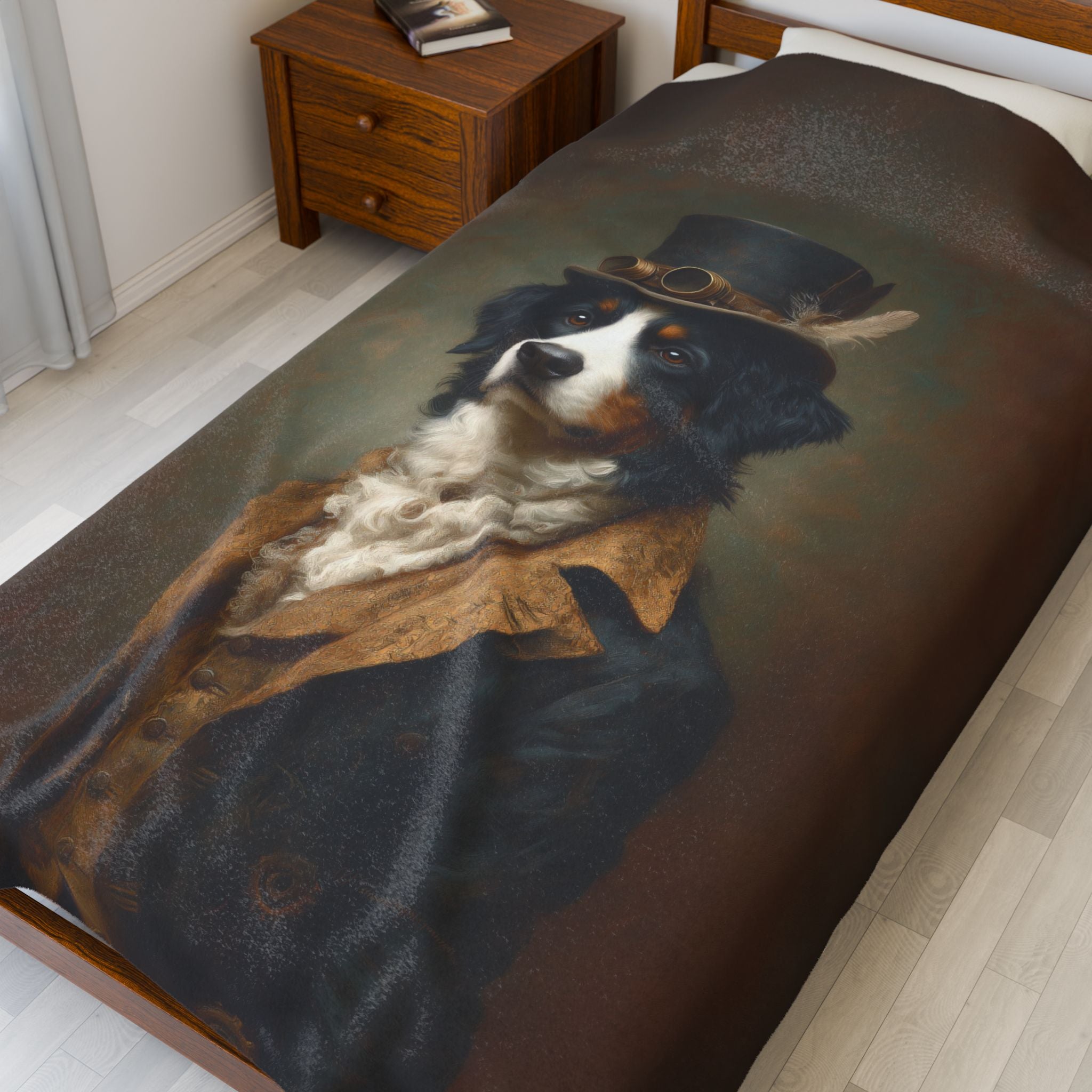 Steampunk Bernese Plush Blanket