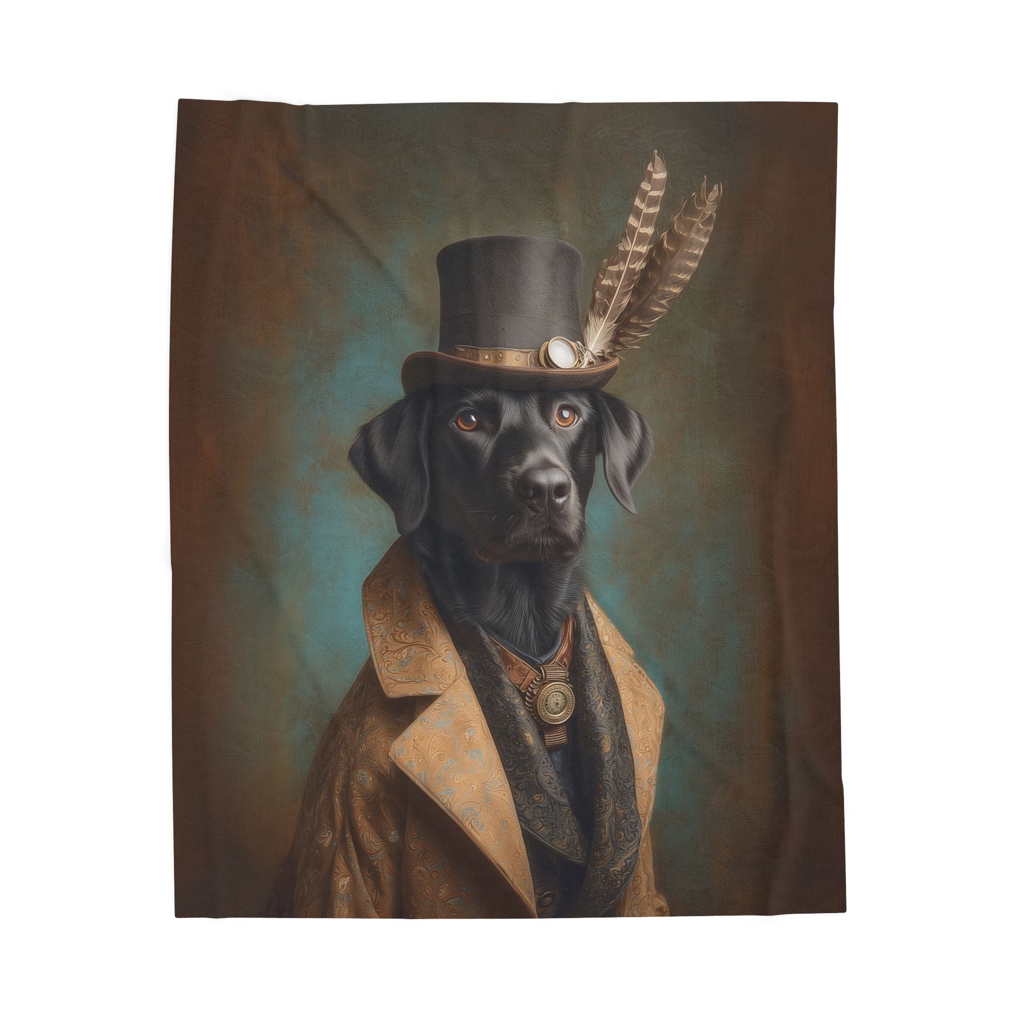 Steampunk Labrador Retriever (Black) Plush Blanket