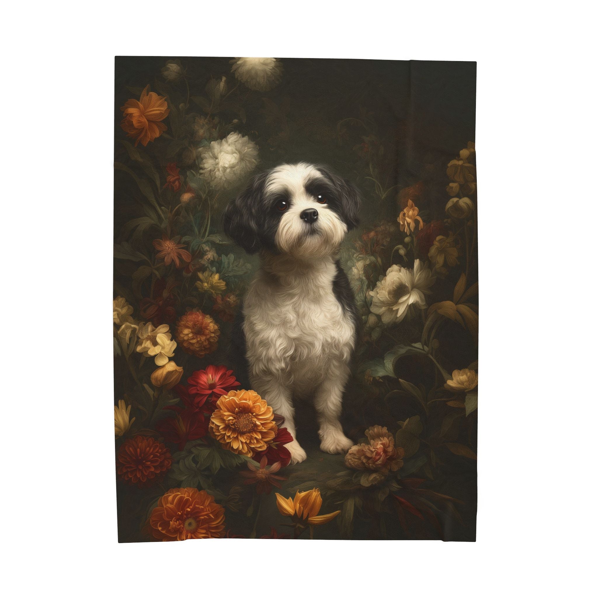 Botanical Shih Tzu Plush Blanket