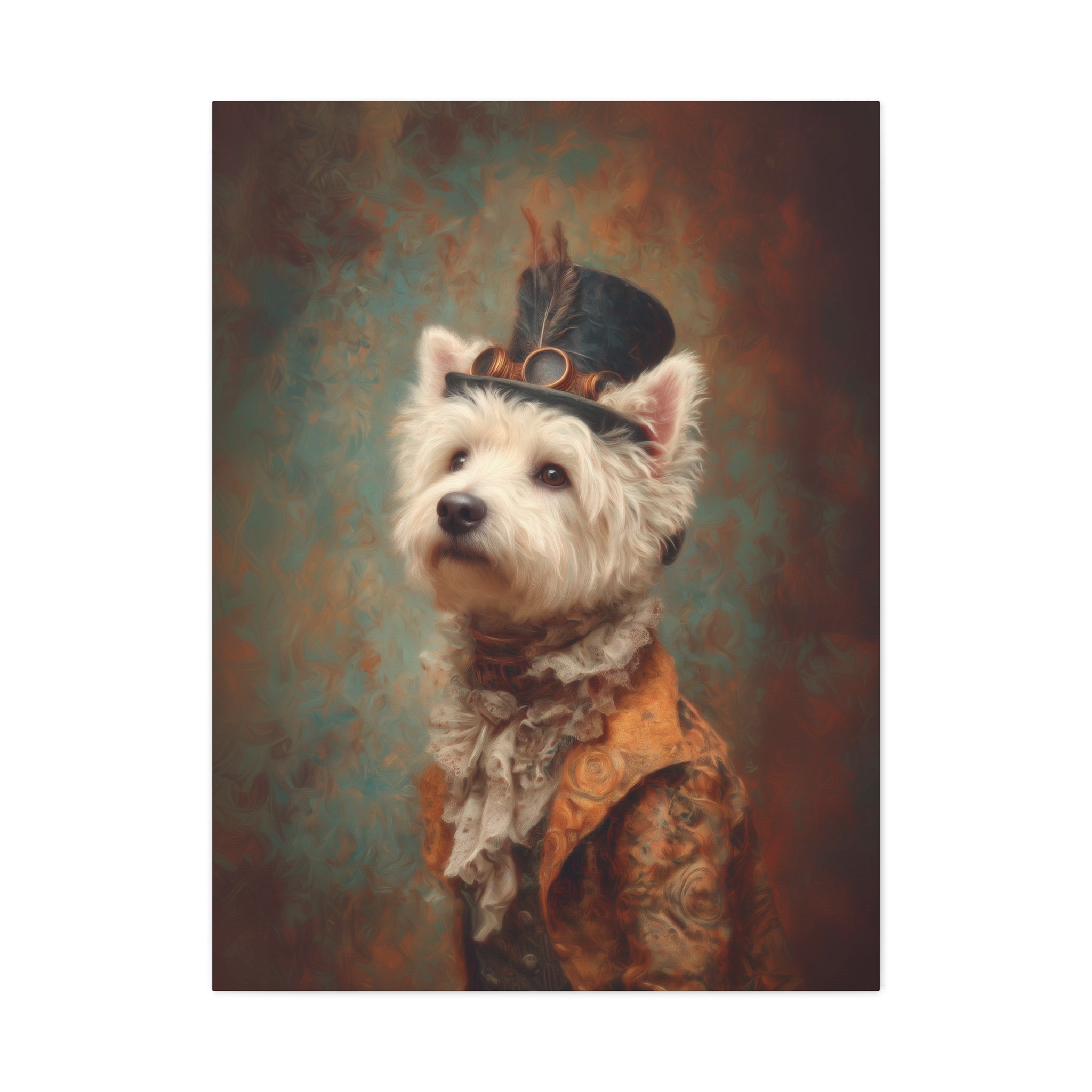 Steampunk Westie Canvas Art