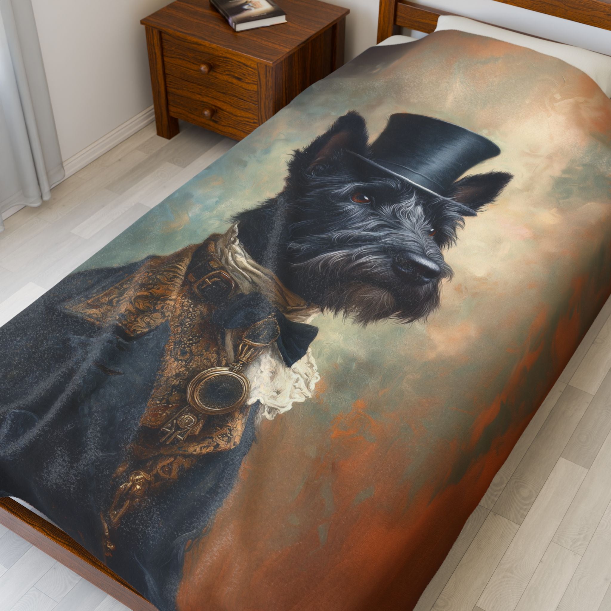 Steampunk Scottish Terrier Plush Blanket