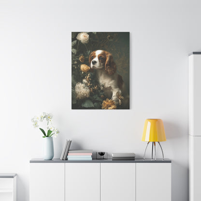 Botanical Cavalier King Charles Spaniel Canvas Art