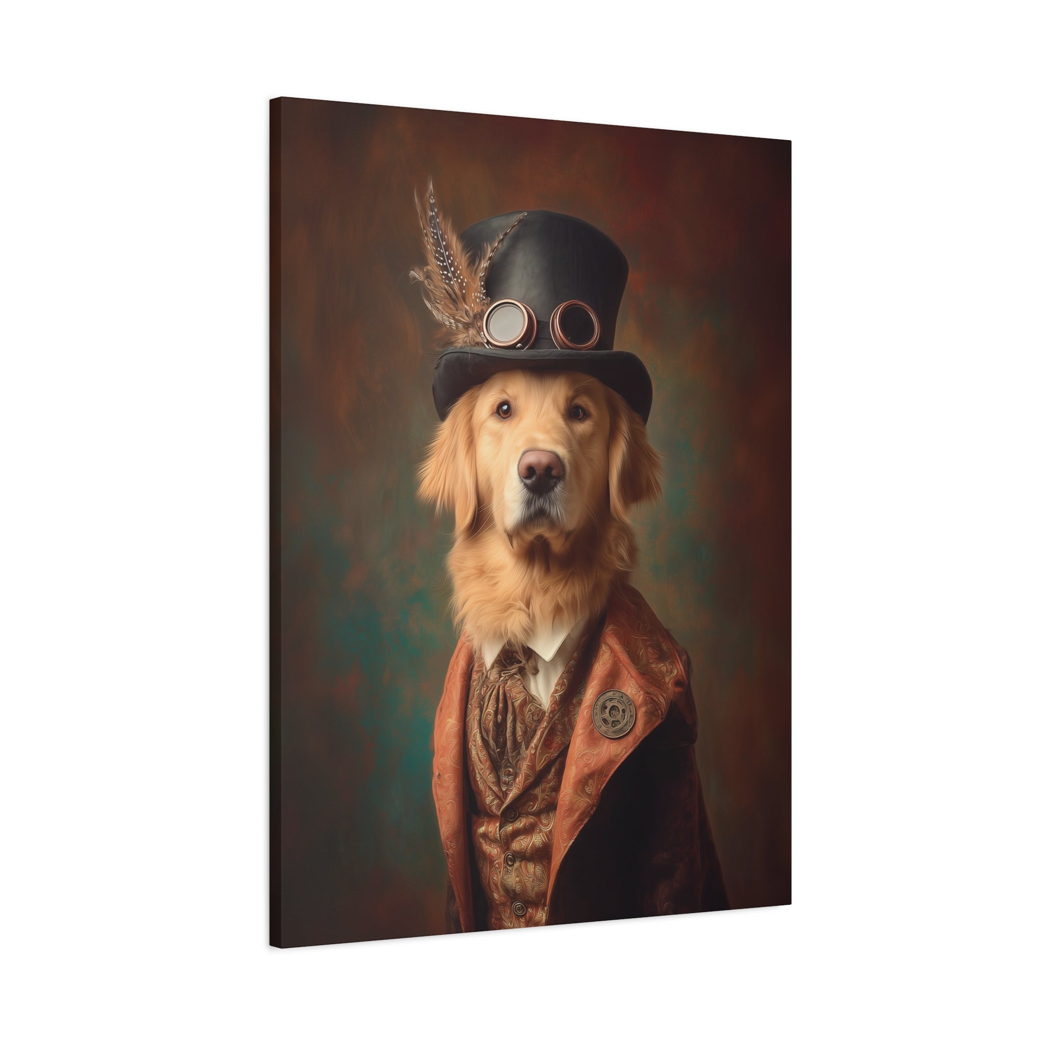 Steampunk Golden Retriever Canvas Art