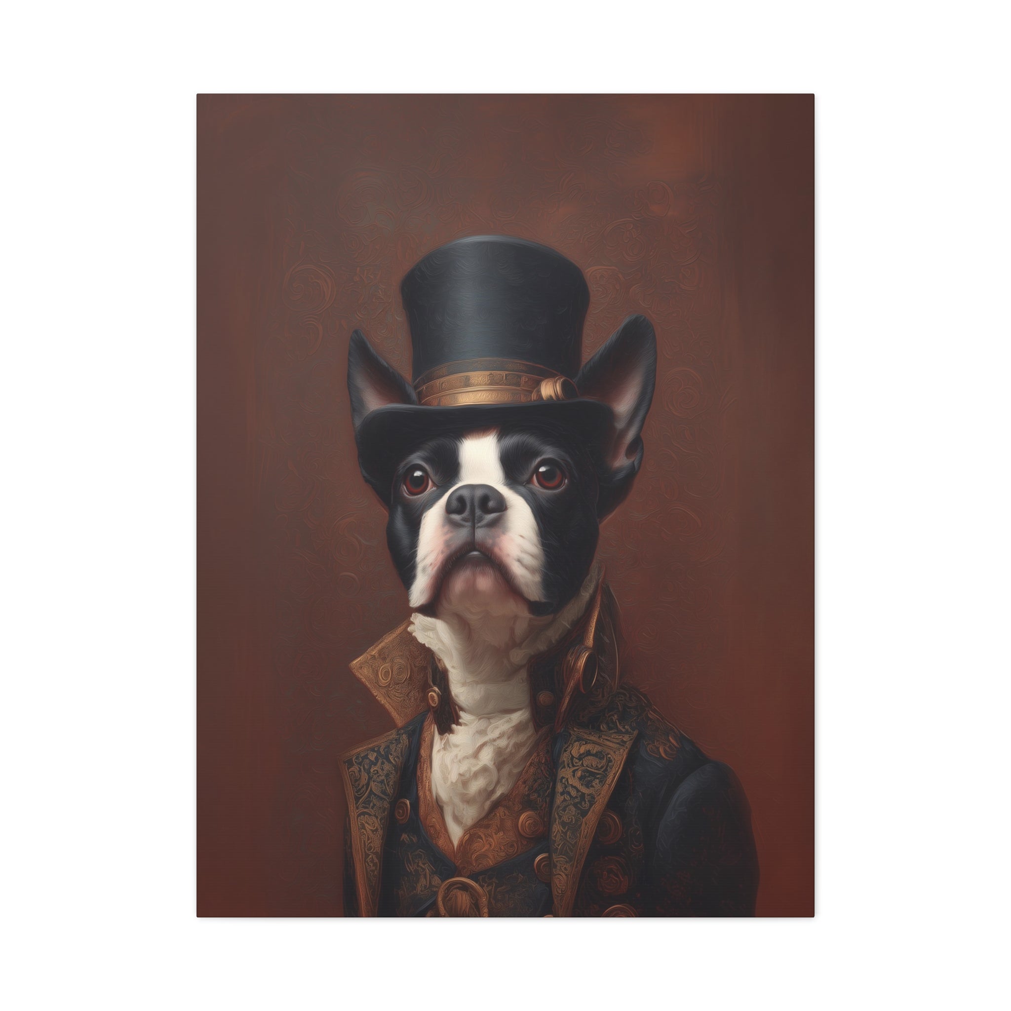 Steampunk Boston Terrier Canvas Art