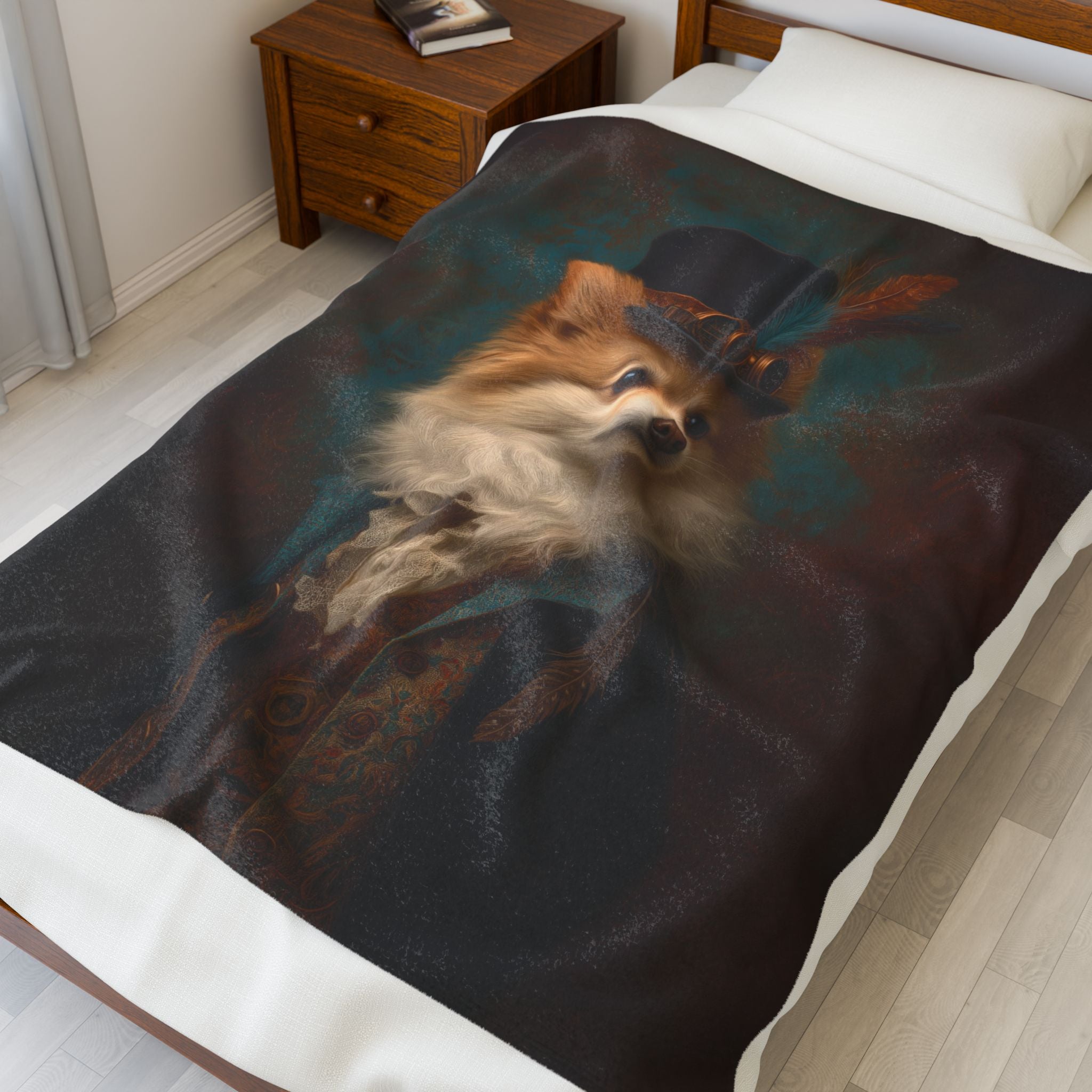Steampunk Pomeranian Plush Blanket
